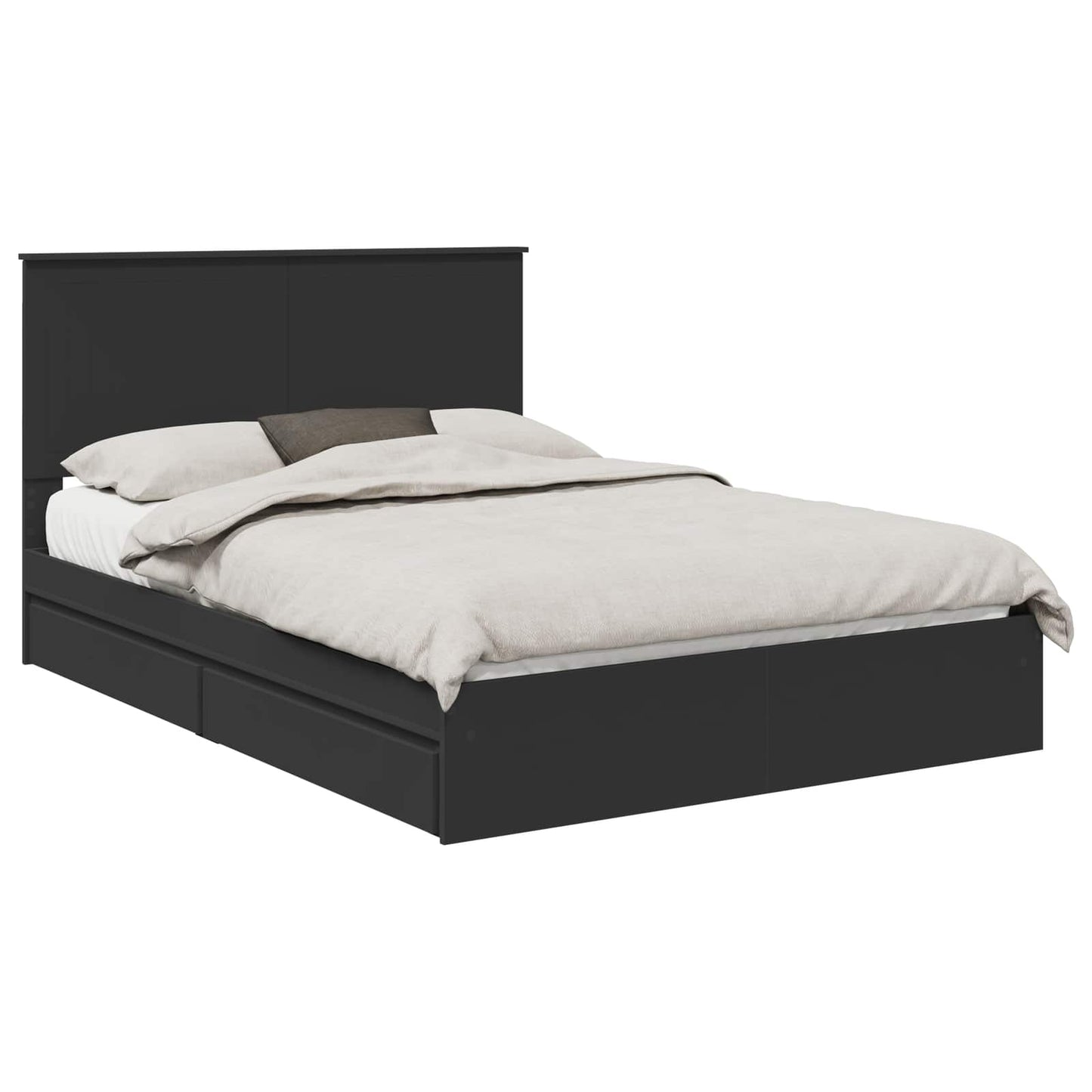 Opslag bed met hoofdeinde Zwart 135 x 190 cm Bewerkt hout