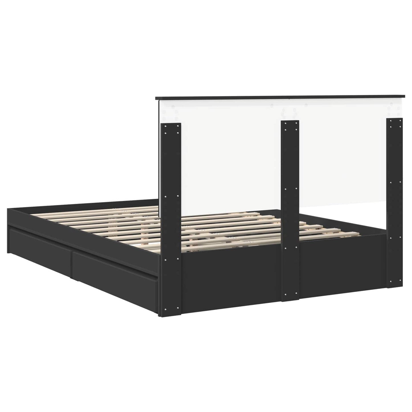 Opslag bed met hoofdeinde Zwart 135 x 190 cm Bewerkt hout
