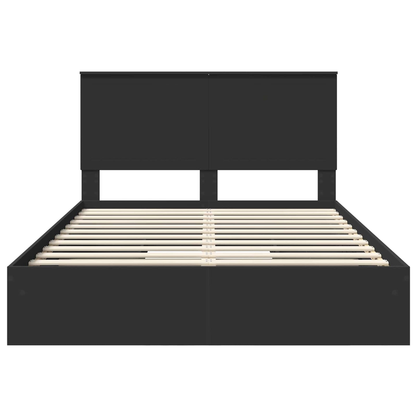 Opslag bed met hoofdeinde Zwart 135 x 190 cm Bewerkt hout