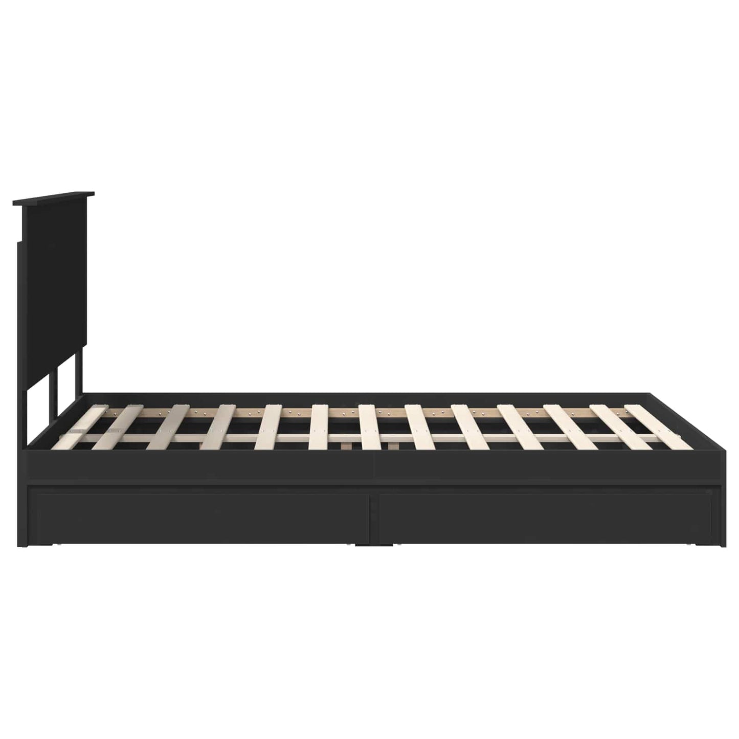 Opslag bed met hoofdeinde Zwart 135 x 190 cm Bewerkt hout