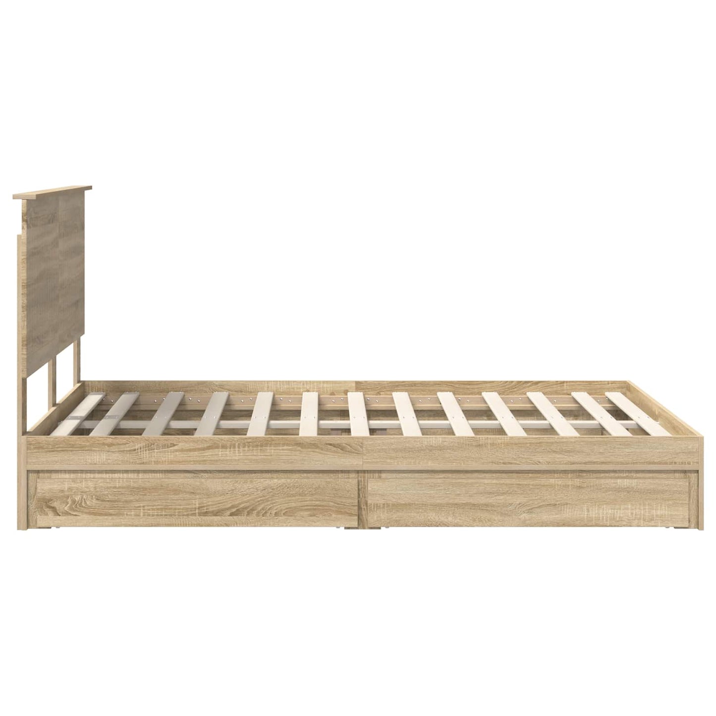 Opslag bed met lade Sonoma Eiken 135 x 190 cm Bewerkt hout is nu te koop bij PeponiXL, paradijselijk wonen!