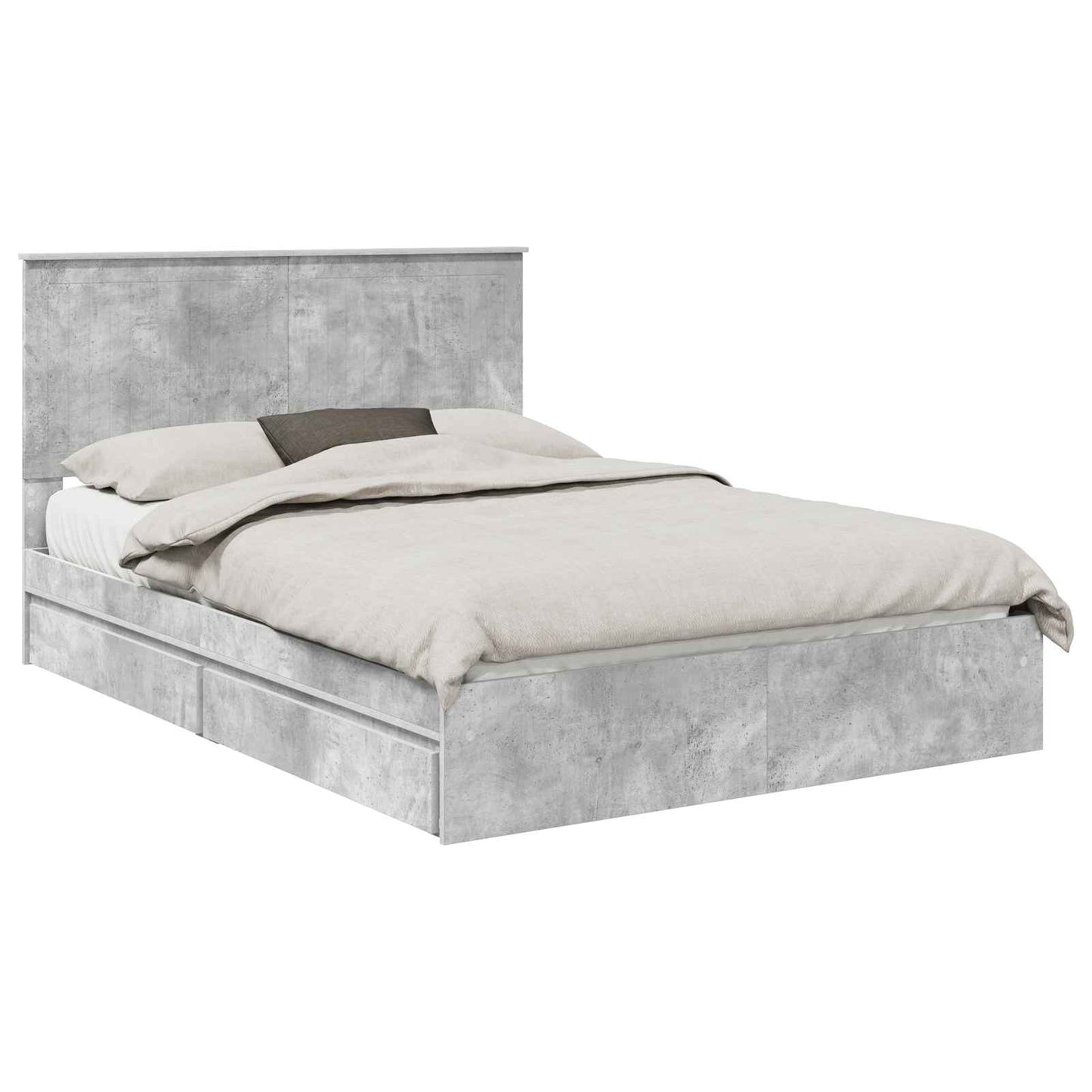Opslag bed met hoofdeinde Beton Grijs 135 x 190 cm Bewerkt hout is nu te koop bij PeponiXL, paradijselijk wonen!