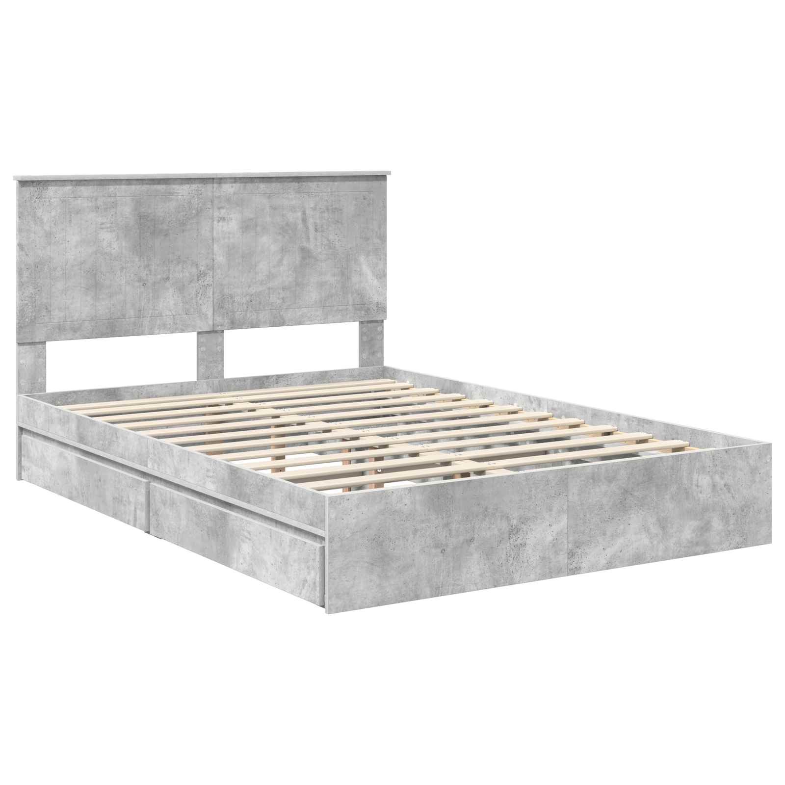 Opslag bed met hoofdeinde Beton Grijs 135 x 190 cm Bewerkt hout is nu te koop bij PeponiXL, paradijselijk wonen!