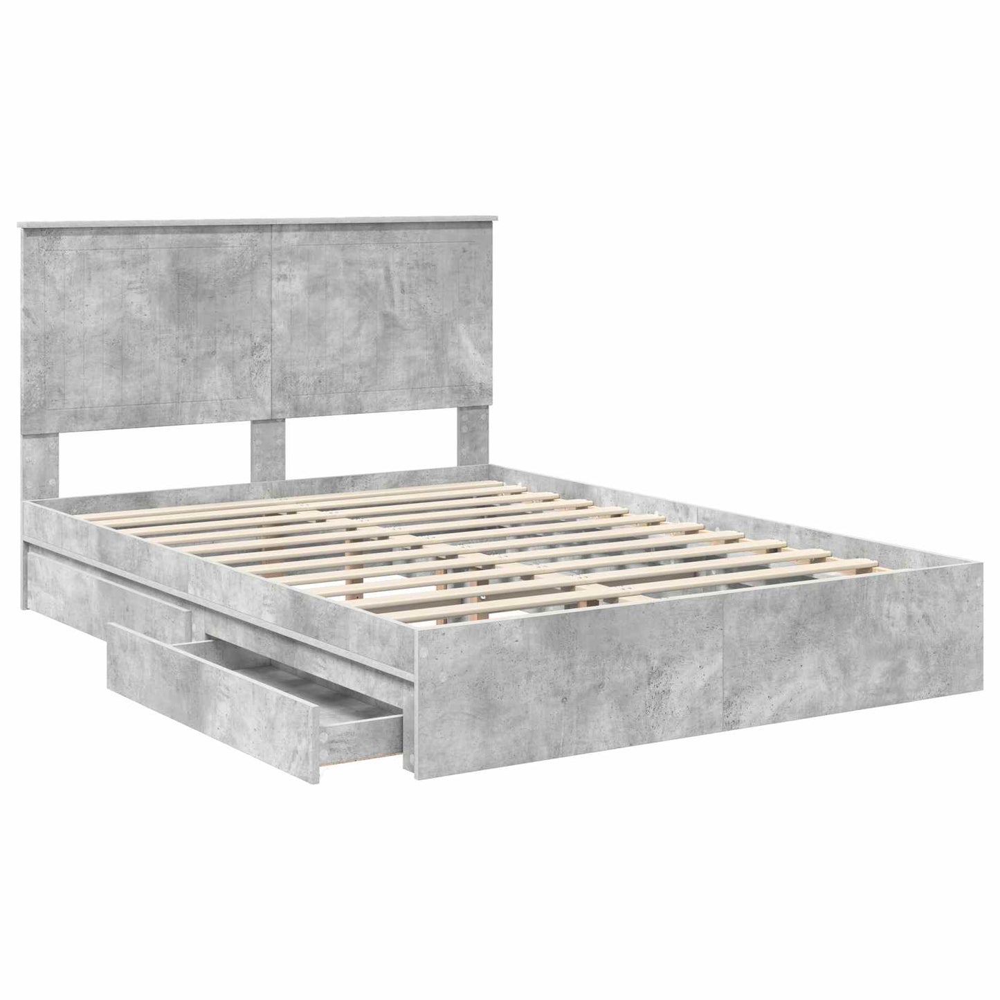 Opslag bed met hoofdeinde Beton Grijs 135 x 190 cm Bewerkt hout is nu te koop bij PeponiXL, paradijselijk wonen!