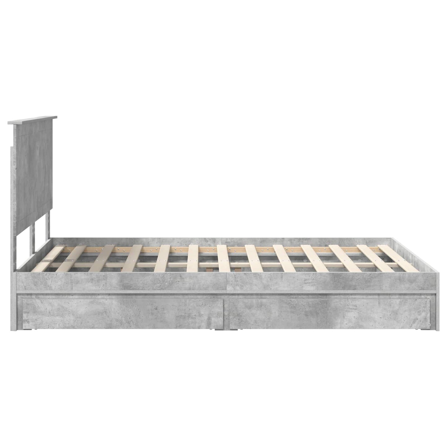 Opslag bed met hoofdeinde Beton Grijs 135 x 190 cm Bewerkt hout is nu te koop bij PeponiXL, paradijselijk wonen!