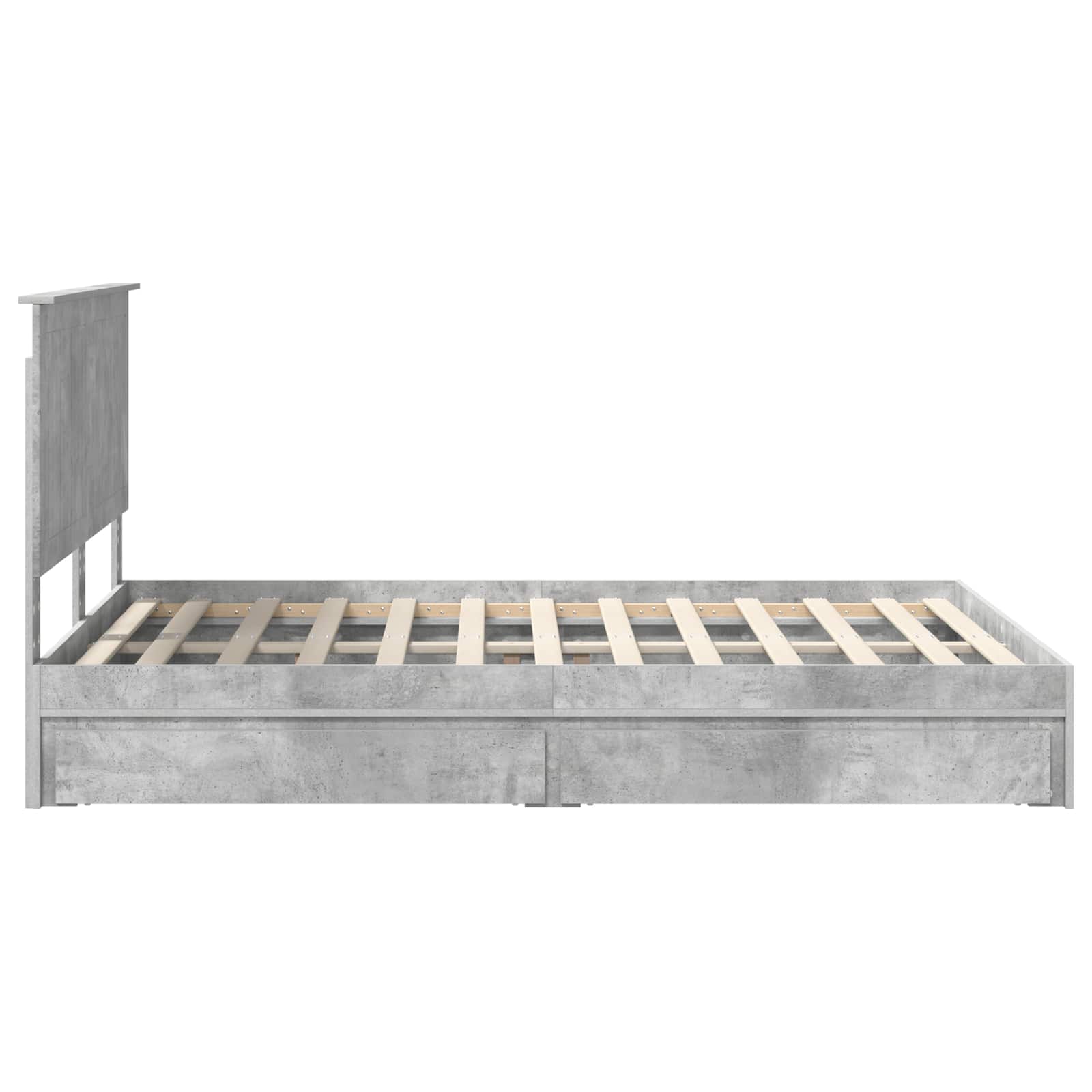 Opslag bed met hoofdeinde Beton Grijs 135 x 190 cm Bewerkt hout is nu te koop bij PeponiXL, paradijselijk wonen!