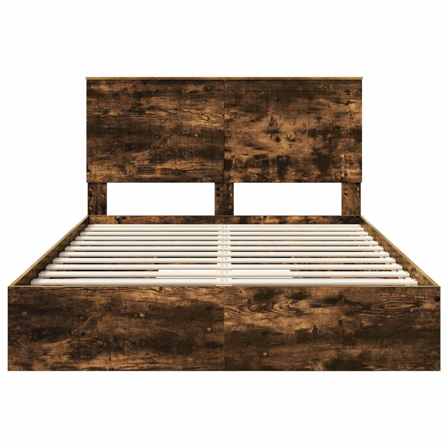 Opslag bed met lade Gerookt eiken 135 x 190 cm Bewerkt hout is nu te koop bij PeponiXL, paradijselijk wonen!