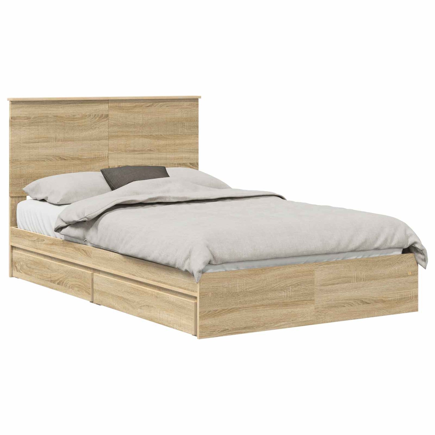 Opslag bed met lade Sonoma Eiken 120 x 200 cm Bewerkt hout is nu te koop bij PeponiXL, paradijselijk wonen!