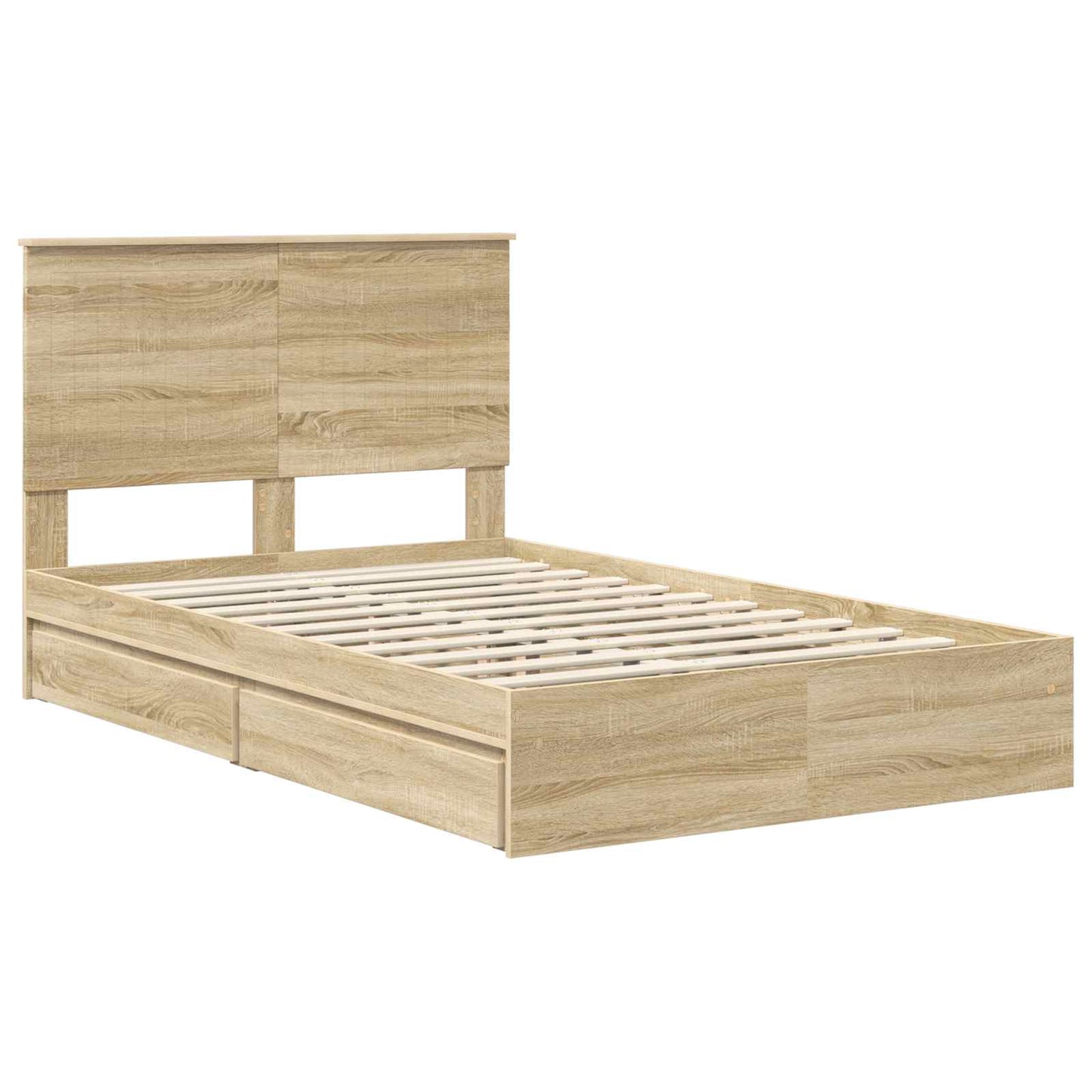 Opslag bed met lade Sonoma Eiken 120 x 200 cm Bewerkt hout is nu te koop bij PeponiXL, paradijselijk wonen!