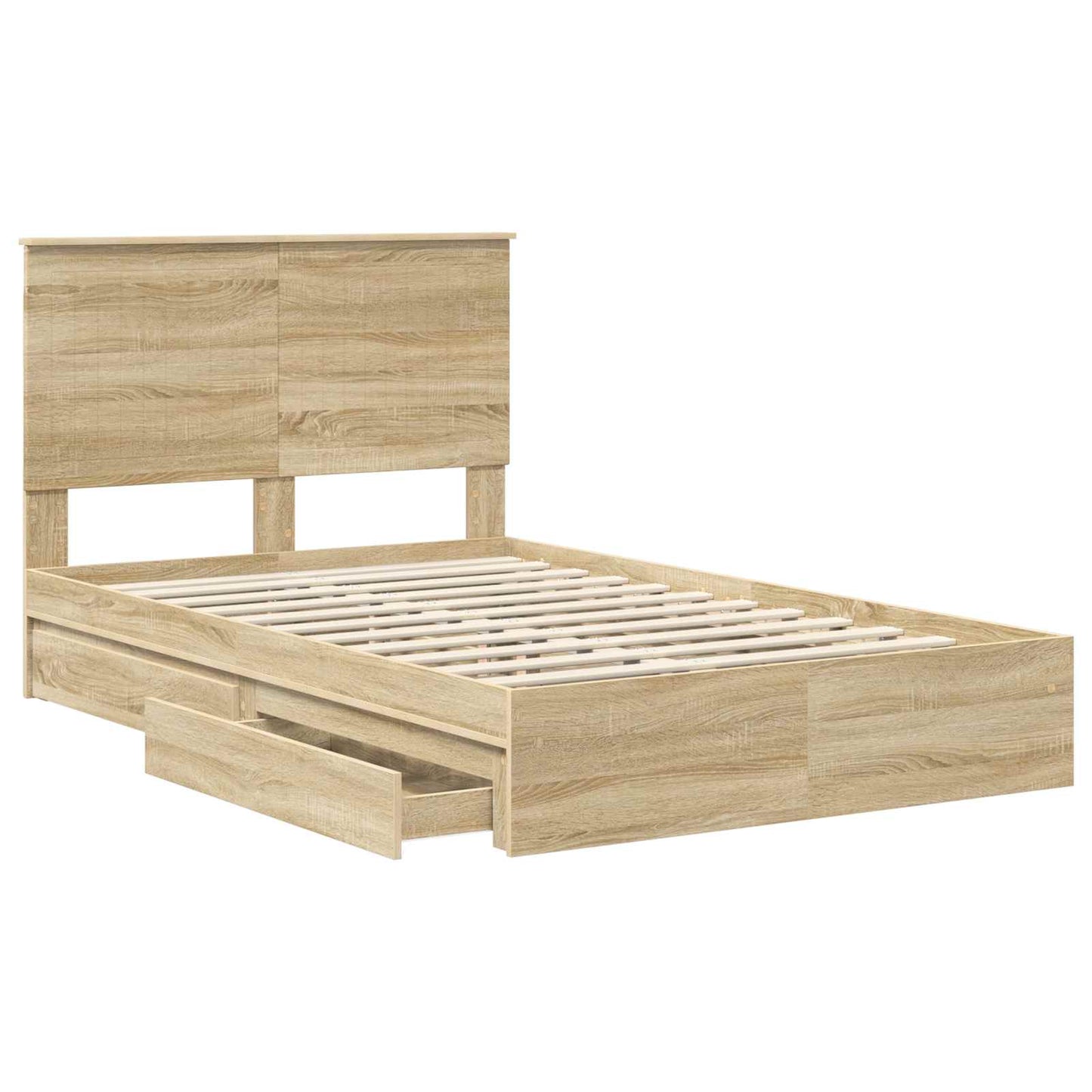 Opslag bed met lade Sonoma Eiken 120 x 200 cm Bewerkt hout is nu te koop bij PeponiXL, paradijselijk wonen!