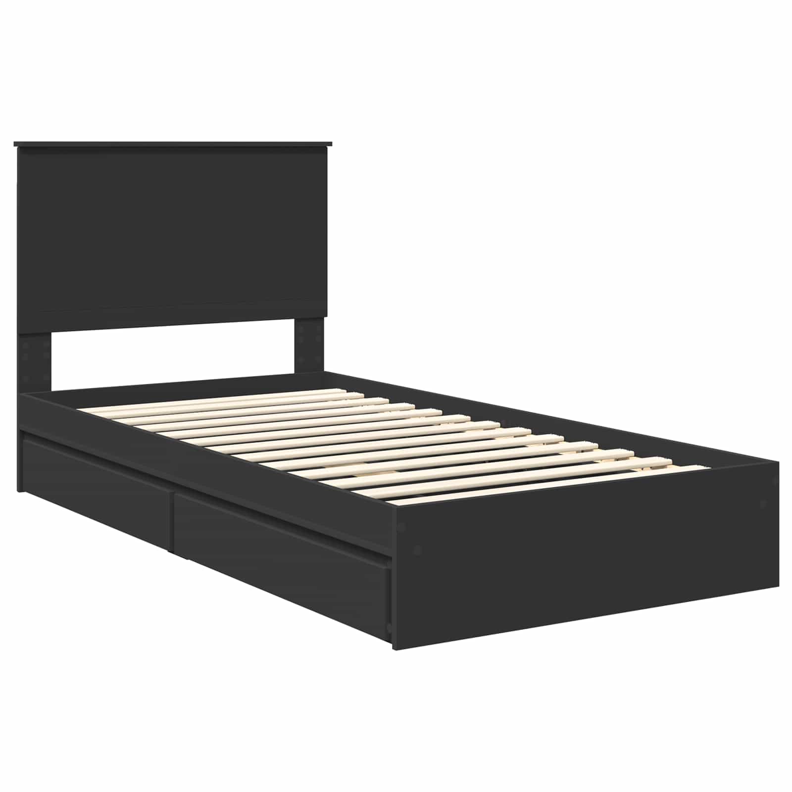 Opslag bed met hoofdeinde Zwart 100 x 200 cm Bewerkt hout is nu te koop bij PeponiXL, paradijselijk wonen!