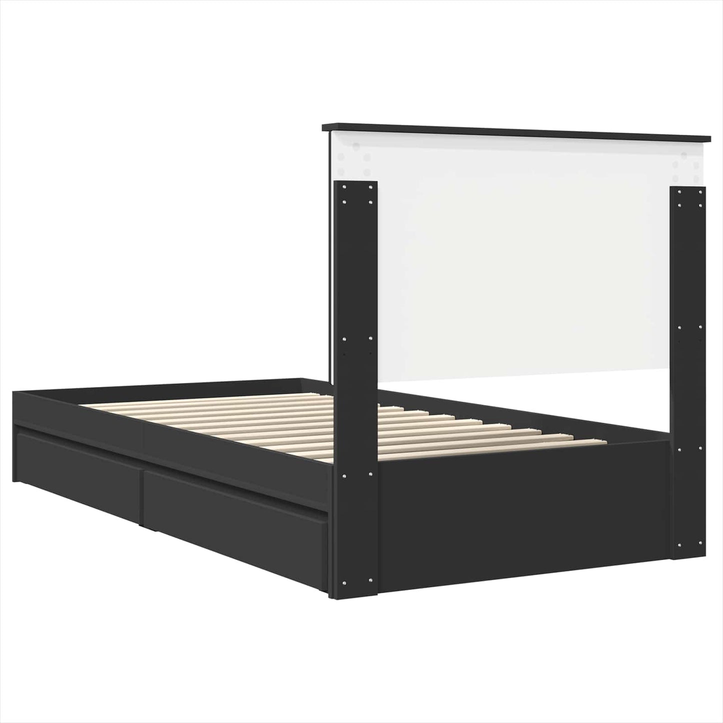 Opslag bed met hoofdeinde Zwart 100 x 200 cm Bewerkt hout is nu te koop bij PeponiXL, paradijselijk wonen!