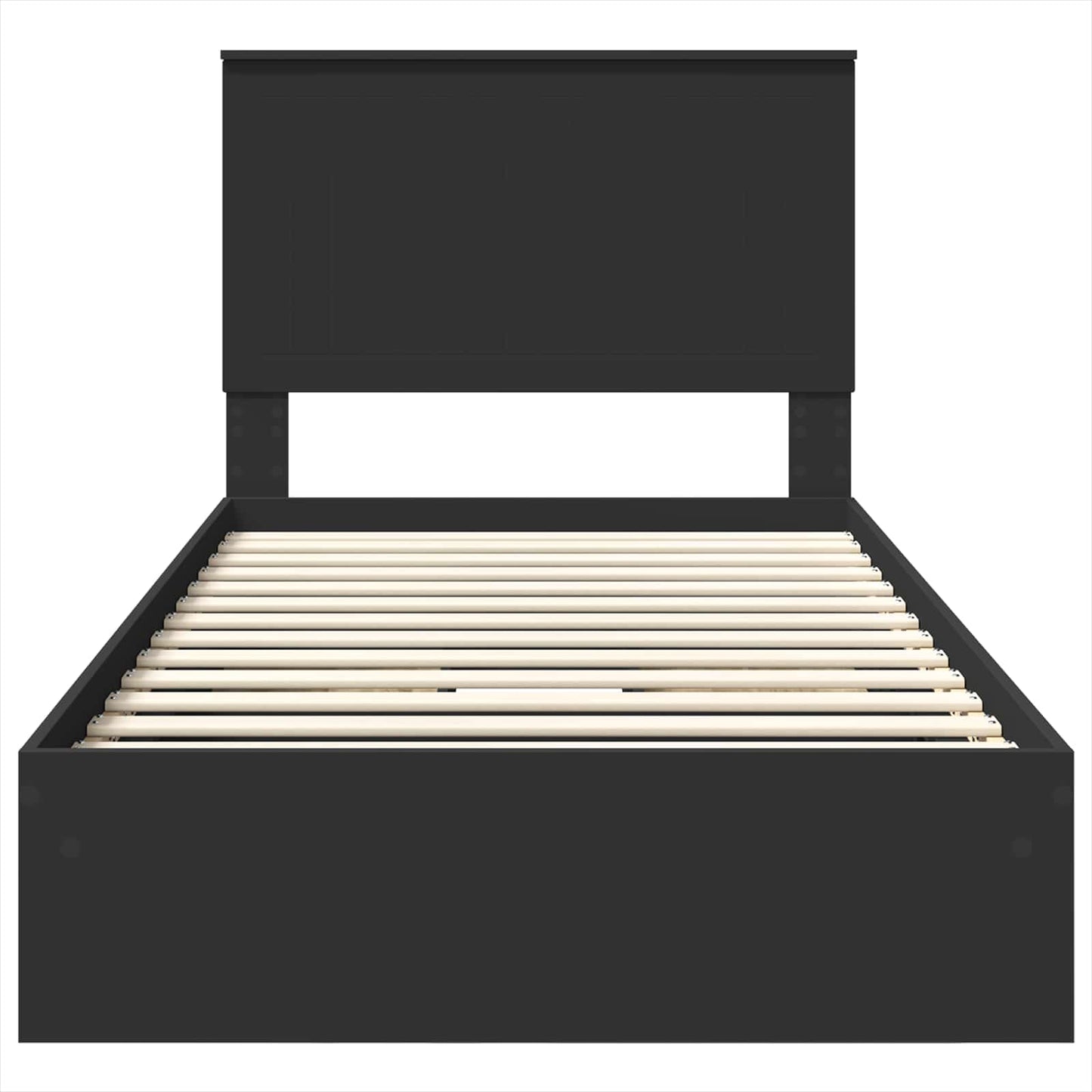 Opslag bed met hoofdeinde Zwart 100 x 200 cm Bewerkt hout is nu te koop bij PeponiXL, paradijselijk wonen!