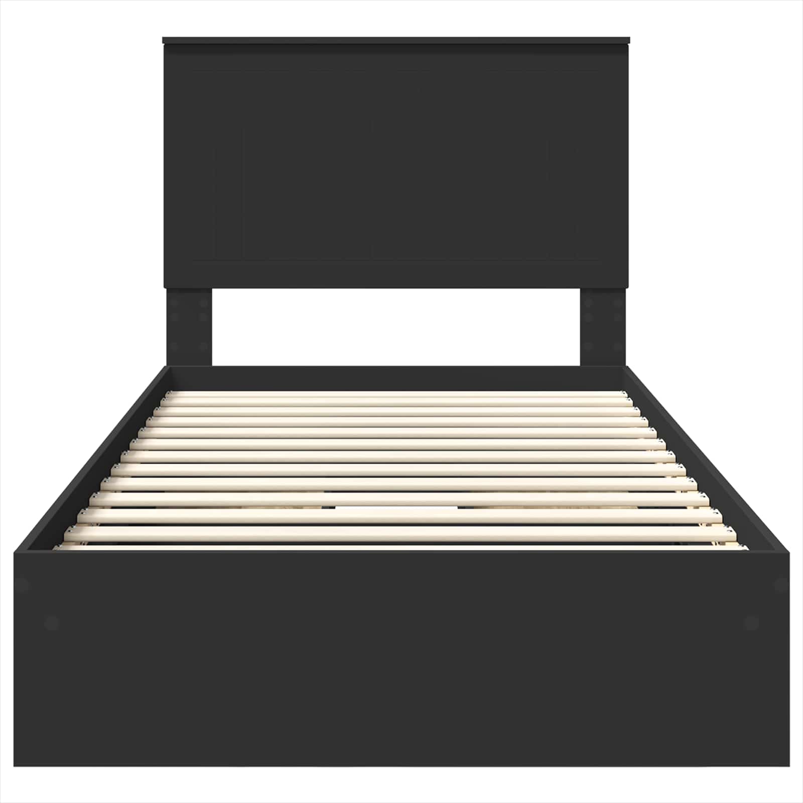 Opslag bed met hoofdeinde Zwart 100 x 200 cm Bewerkt hout is nu te koop bij PeponiXL, paradijselijk wonen!