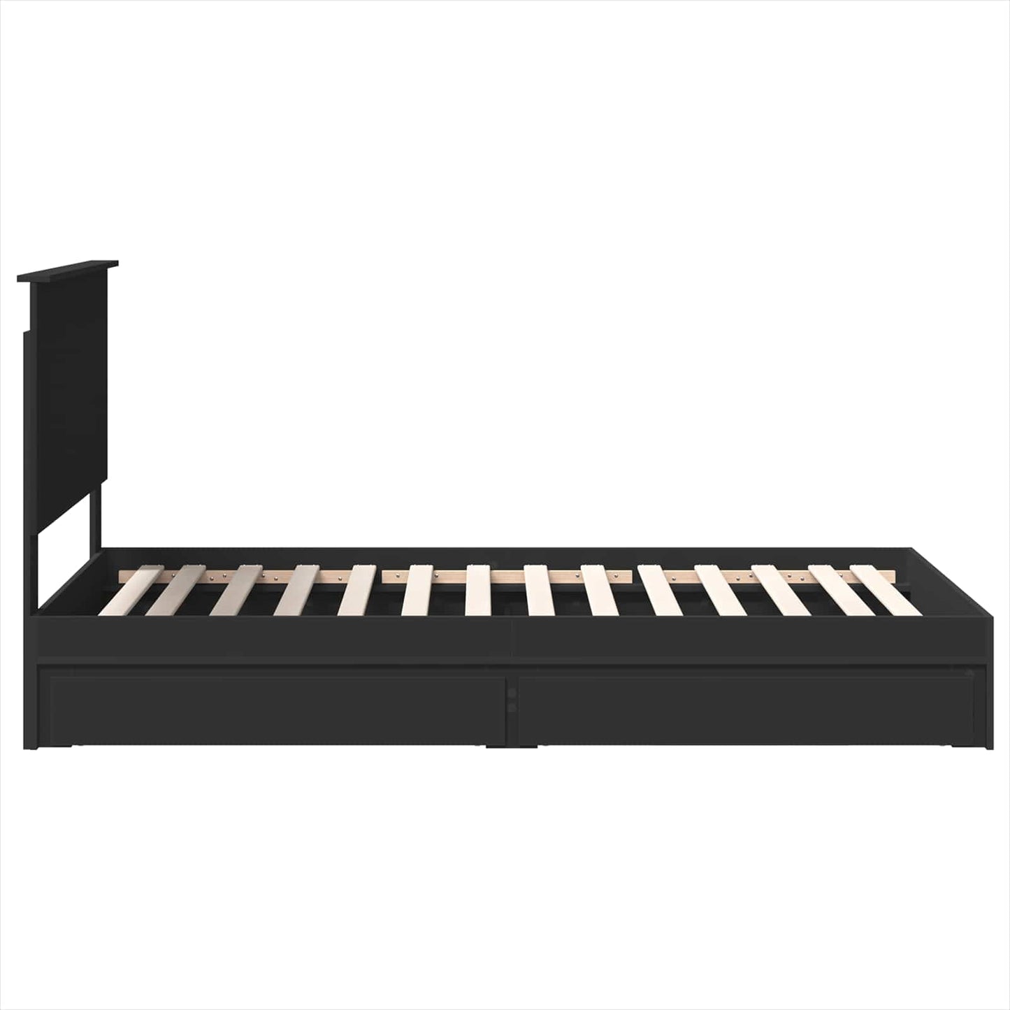Opslag bed met hoofdeinde Zwart 100 x 200 cm Bewerkt hout is nu te koop bij PeponiXL, paradijselijk wonen!