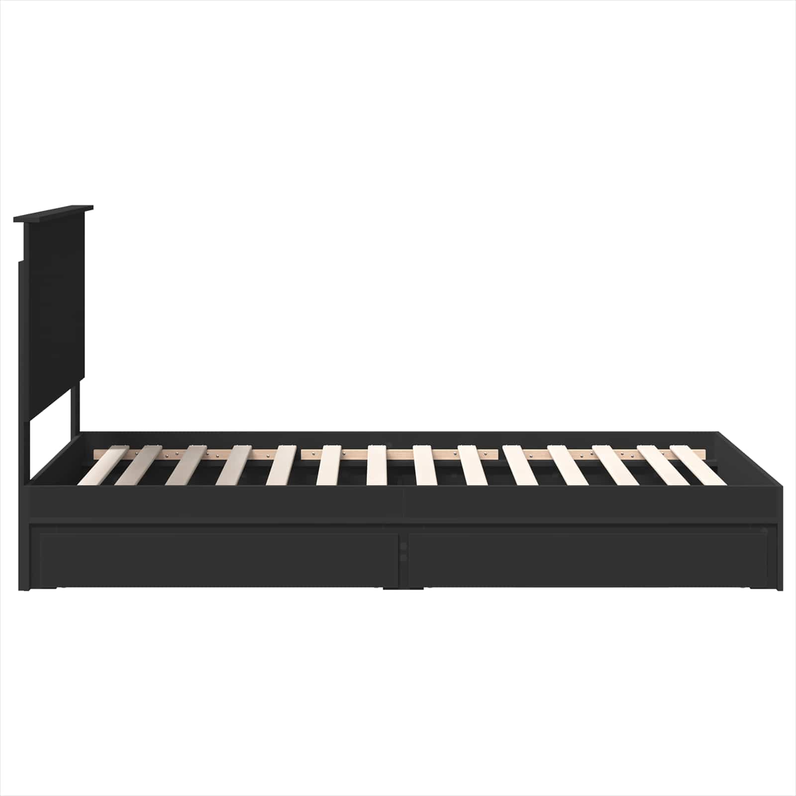 Opslag bed met hoofdeinde Zwart 100 x 200 cm Bewerkt hout is nu te koop bij PeponiXL, paradijselijk wonen!