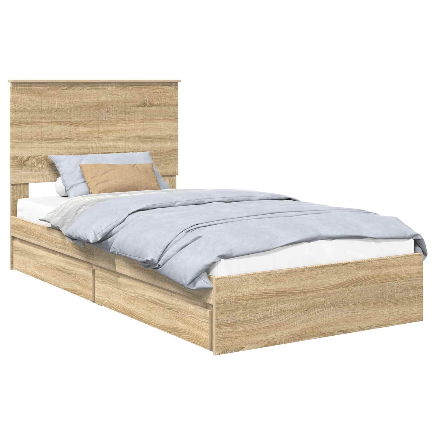 Opslag bed met lade Sonoma Eiken 100 x 200 cm Bewerkt hout is nu te koop bij PeponiXL, paradijselijk wonen!