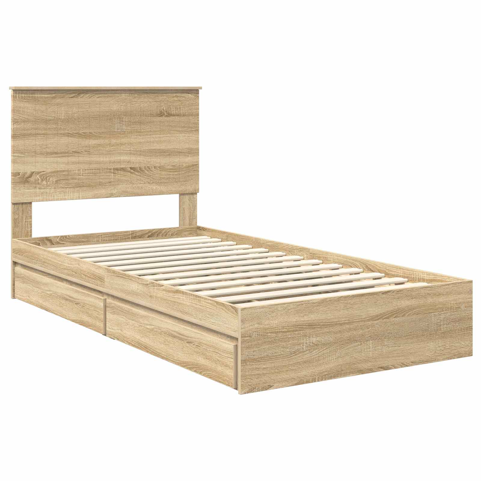 Opslag bed met lade Sonoma Eiken 100 x 200 cm Bewerkt hout is nu te koop bij PeponiXL, paradijselijk wonen!