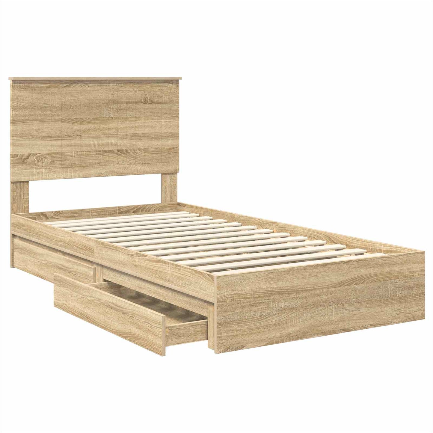 Opslag bed met lade Sonoma Eiken 100 x 200 cm Bewerkt hout is nu te koop bij PeponiXL, paradijselijk wonen!