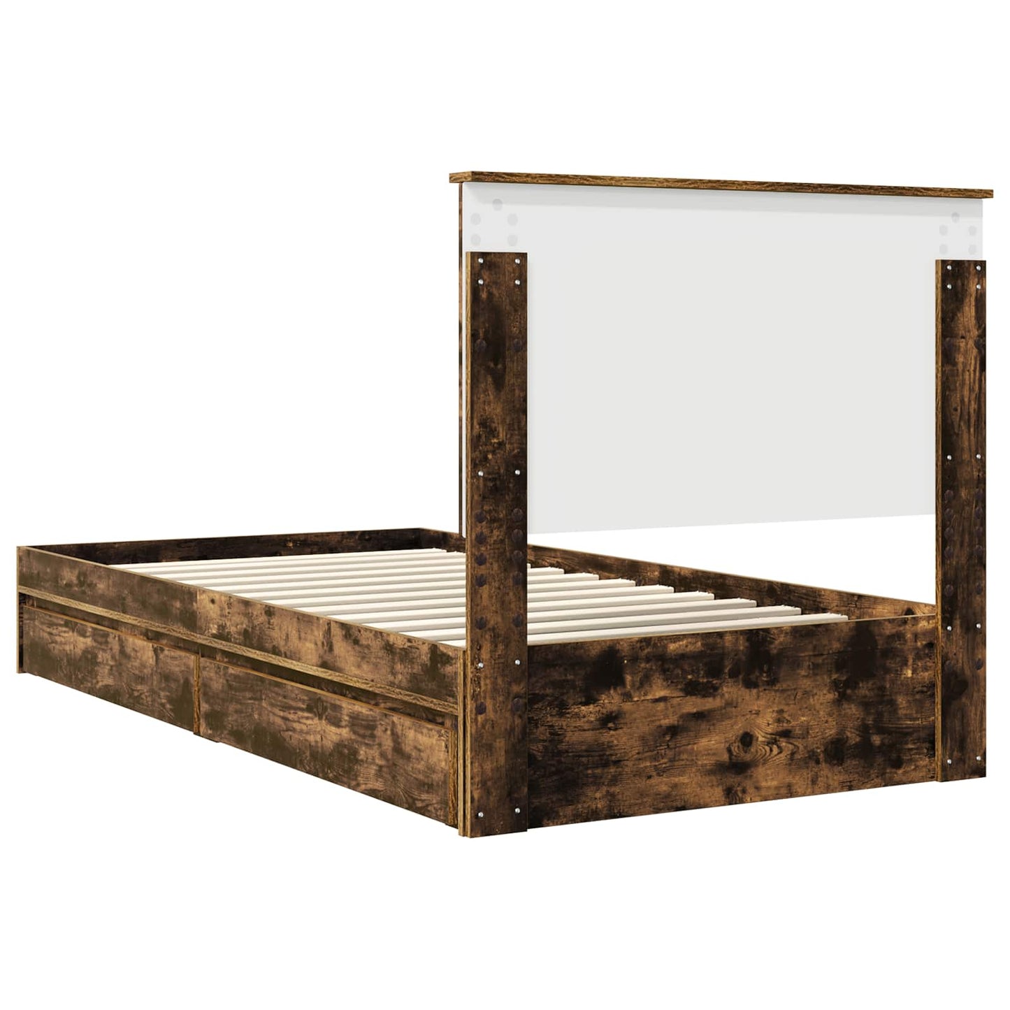 Opslag bed met lade Gerookt eiken 100 x 200 cm Bewerkt hout is nu te koop bij PeponiXL, paradijselijk wonen!