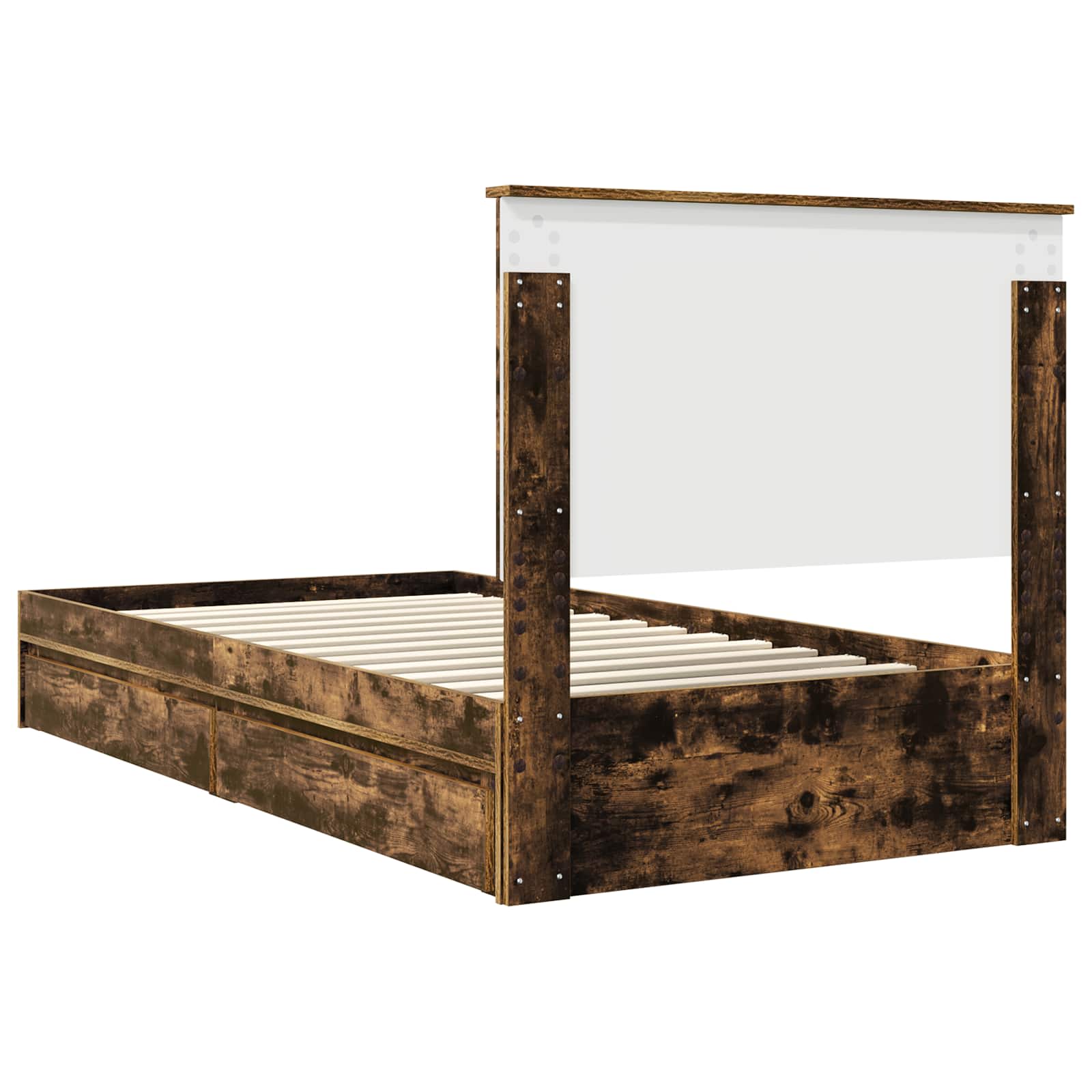 Opslag bed met lade Gerookt eiken 100 x 200 cm Bewerkt hout is nu te koop bij PeponiXL, paradijselijk wonen!