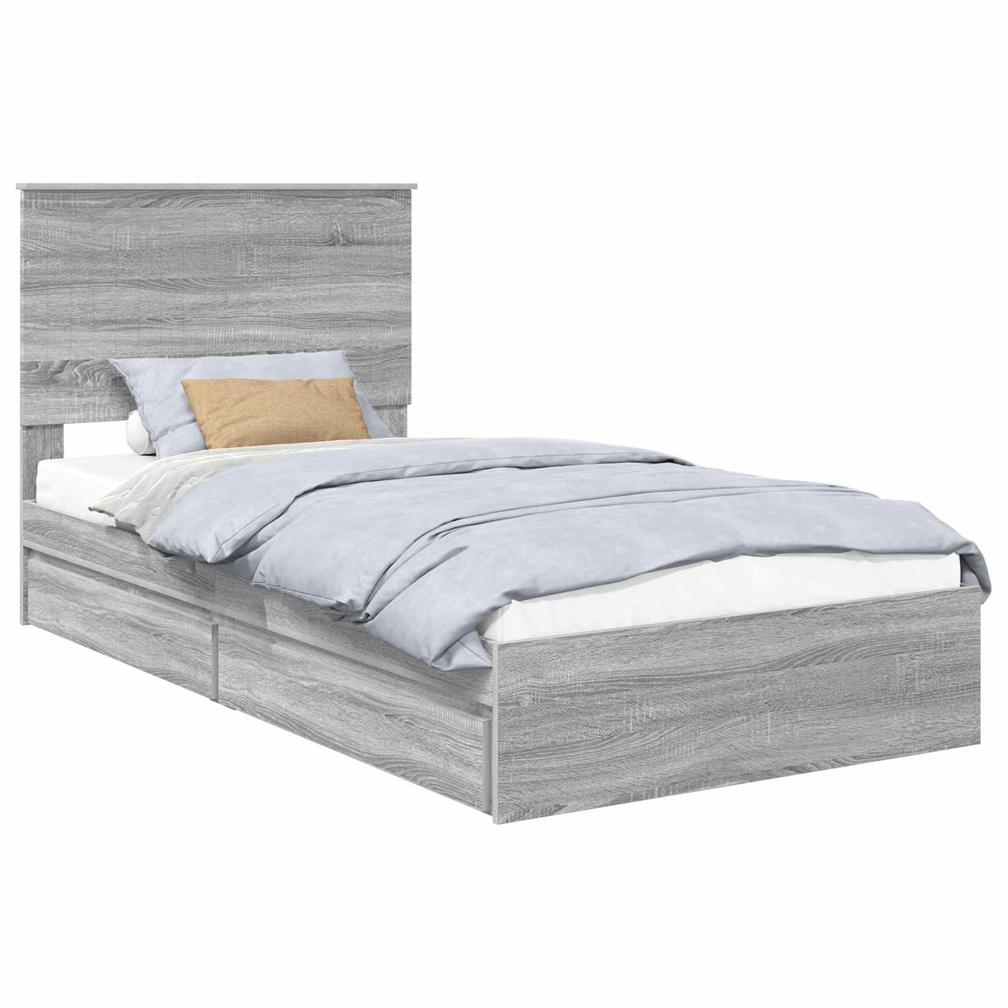 Opslag bed met lade Grijs Sonoma 100 x 200 cm Bewerkt hout is nu te koop bij PeponiXL, paradijselijk wonen!