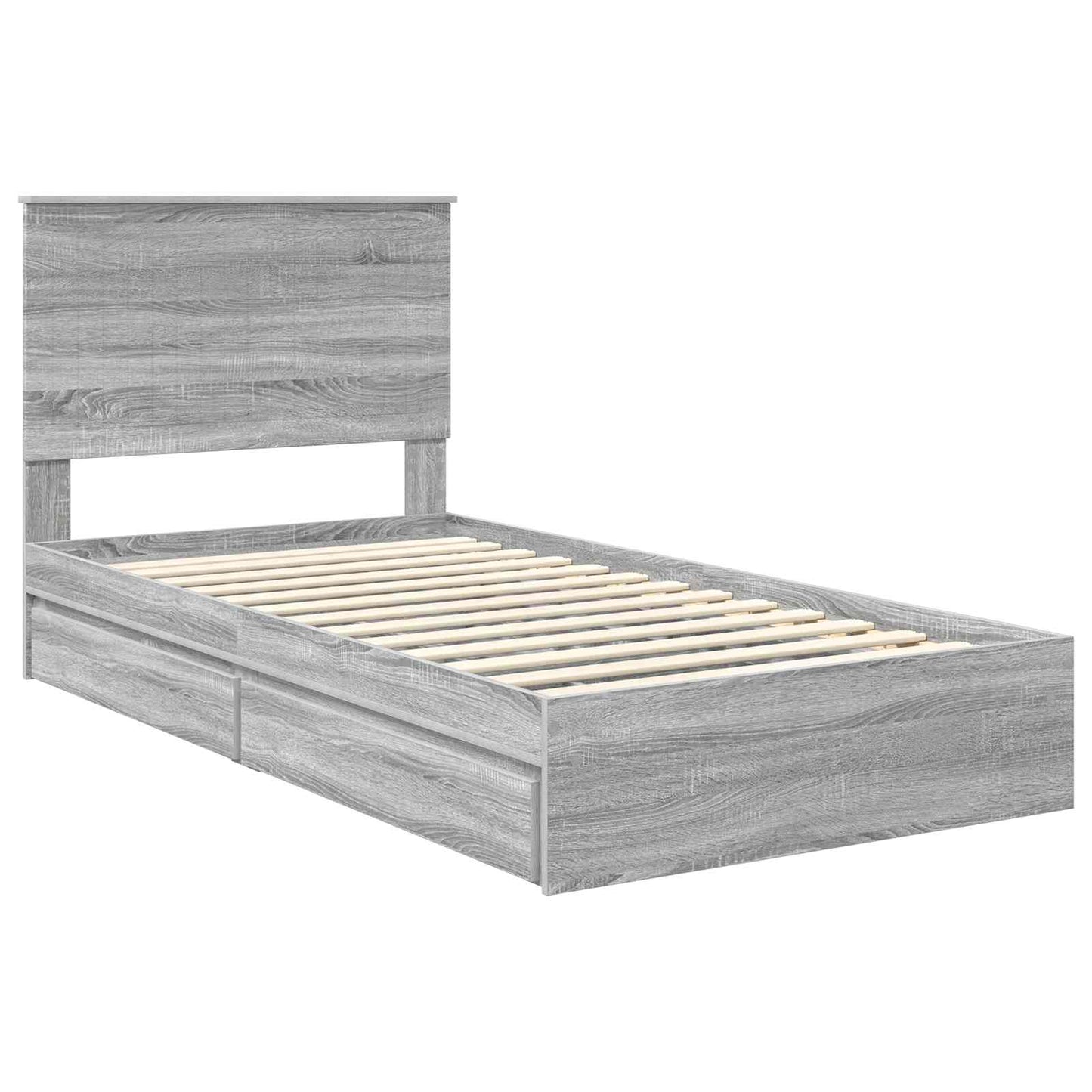 Opslag bed met lade Grijs Sonoma 100 x 200 cm Bewerkt hout is nu te koop bij PeponiXL, paradijselijk wonen!