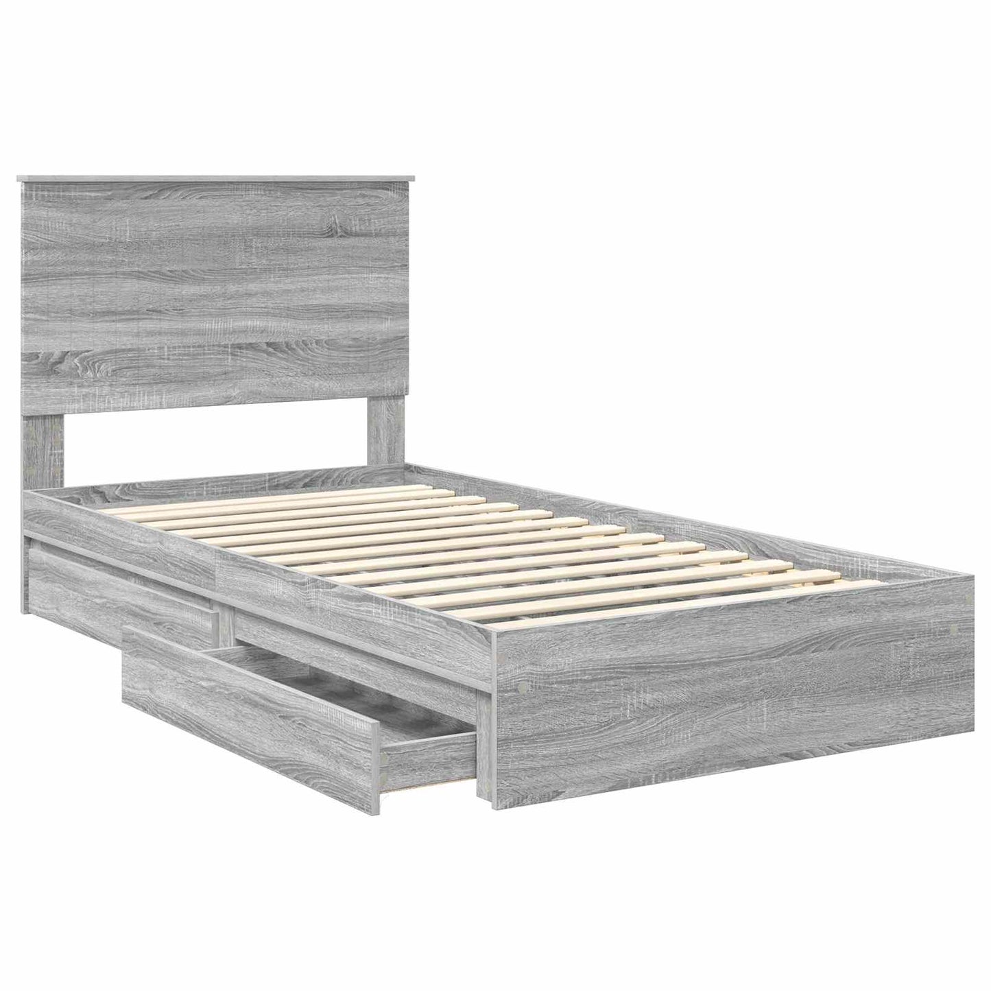 Opslag bed met lade Grijs Sonoma 100 x 200 cm Bewerkt hout is nu te koop bij PeponiXL, paradijselijk wonen!