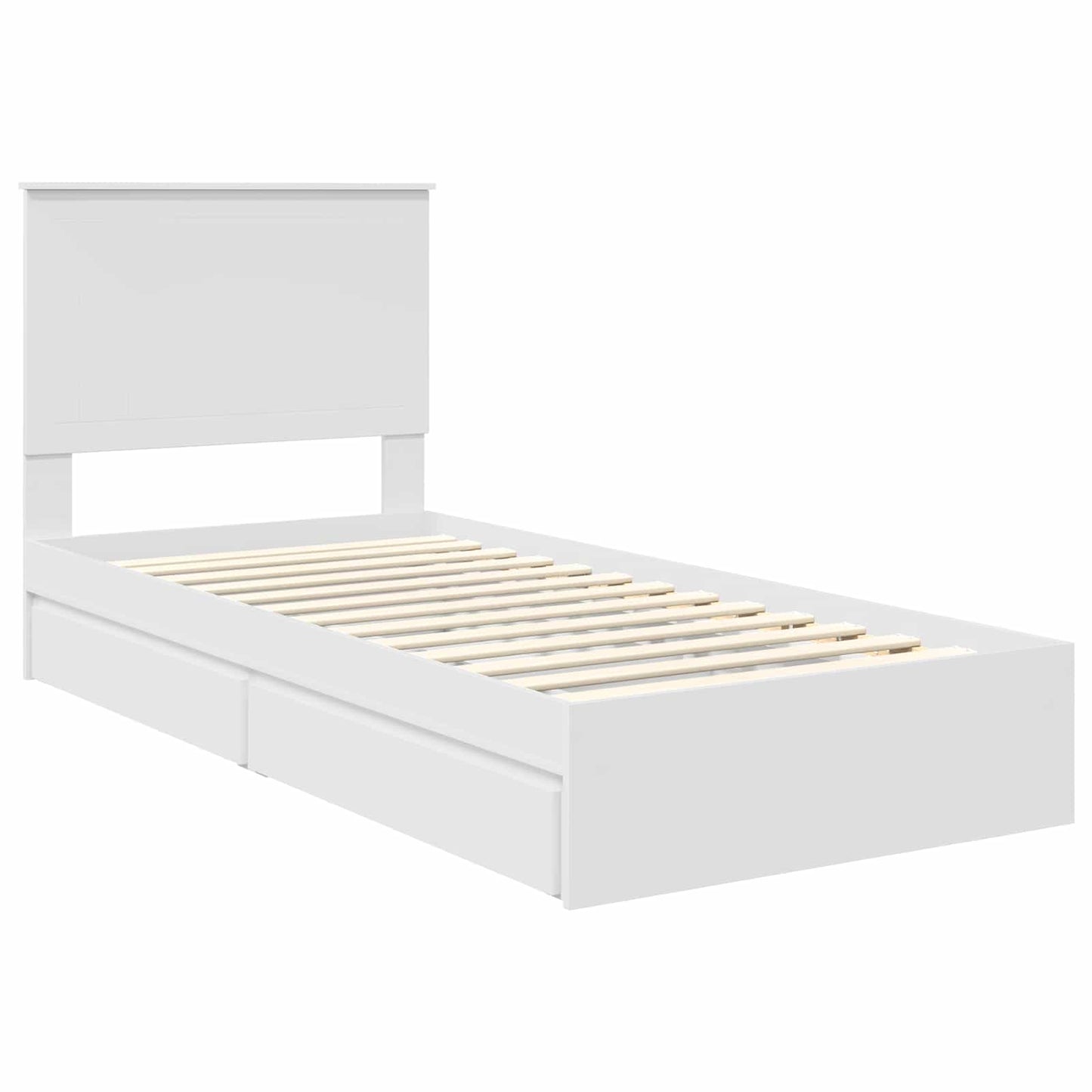 Opslag bed met hoofdeinde met lade Wit 90 x 200 cm Bewerkt hout is nu te koop bij PeponiXL, paradijselijk wonen!