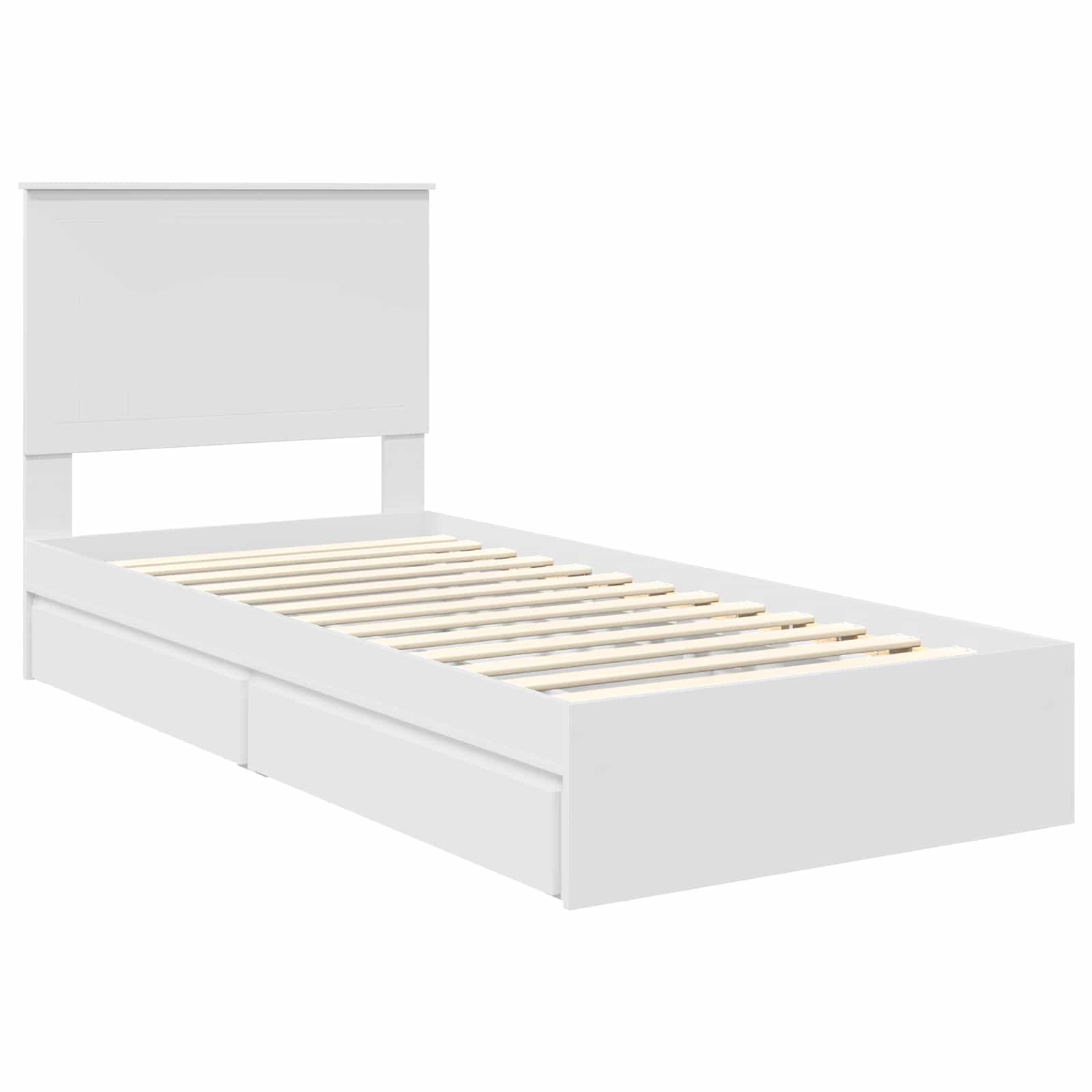 Opslag bed met hoofdeinde met lade Wit 90 x 200 cm Bewerkt hout is nu te koop bij PeponiXL, paradijselijk wonen!