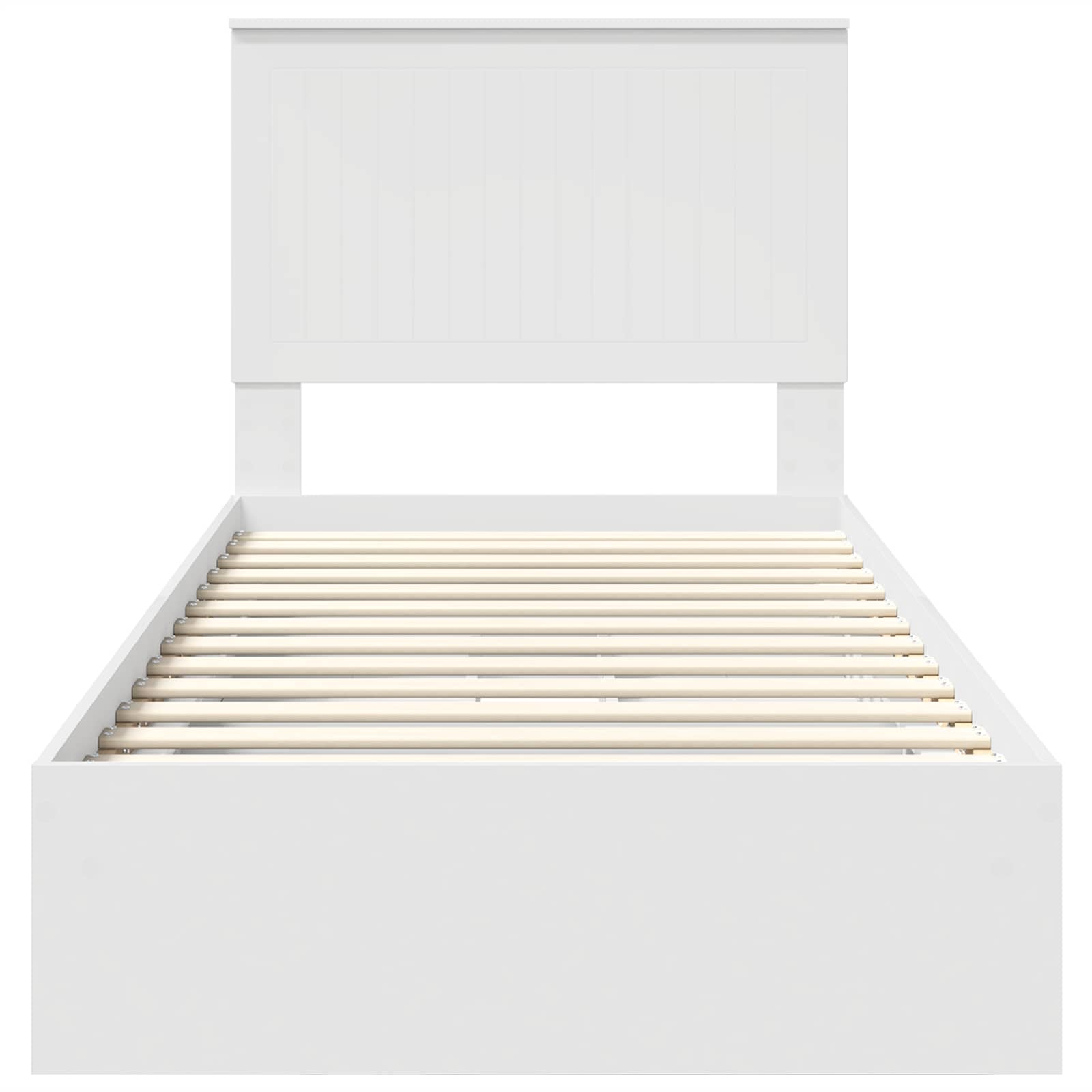 Opslag bed met hoofdeinde met lade Wit 90 x 200 cm Bewerkt hout is nu te koop bij PeponiXL, paradijselijk wonen!