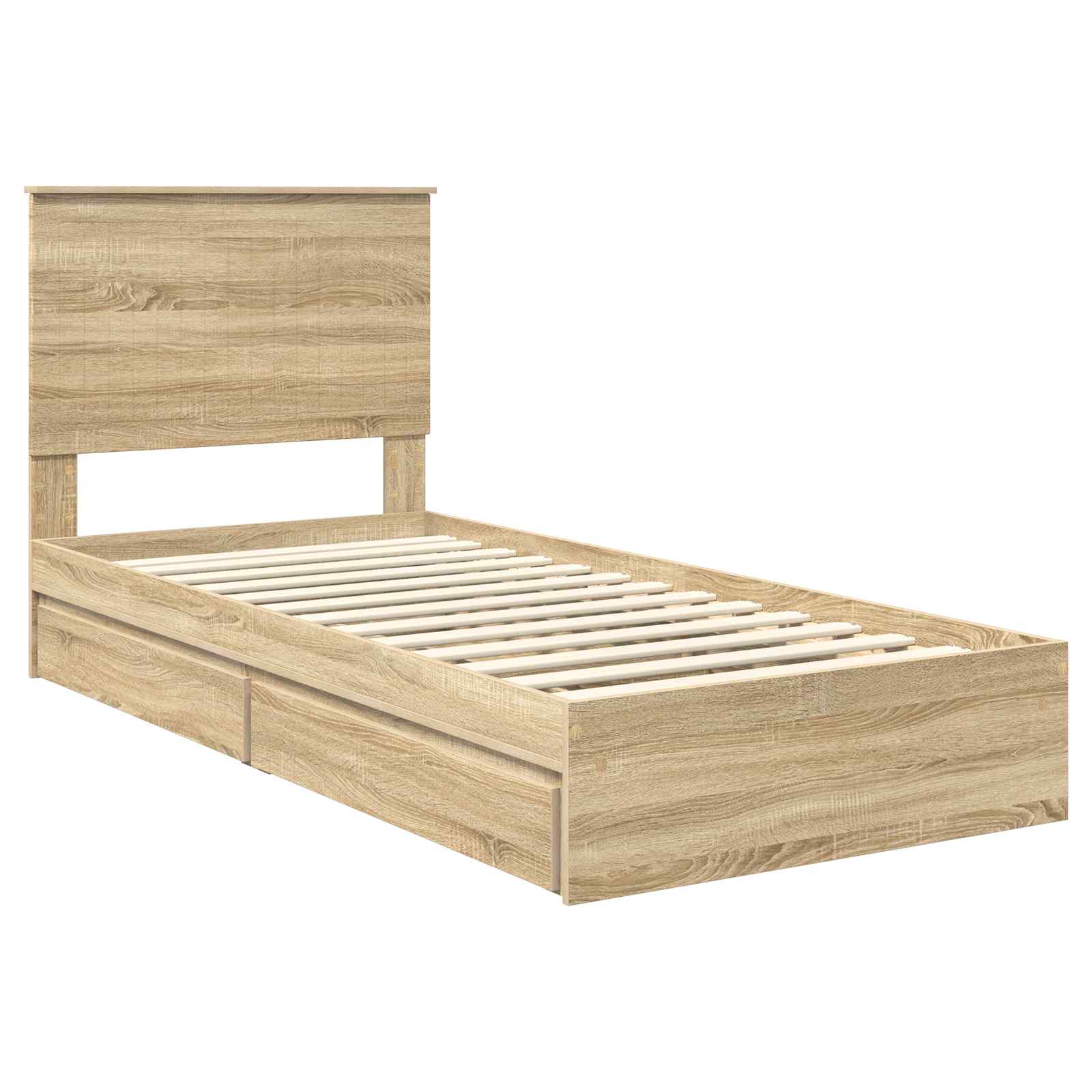 Opslag bed met hoofdeinde Sonoma Eiken 90 x 200 cm Bewerkt hout is nu te koop bij PeponiXL, paradijselijk wonen!