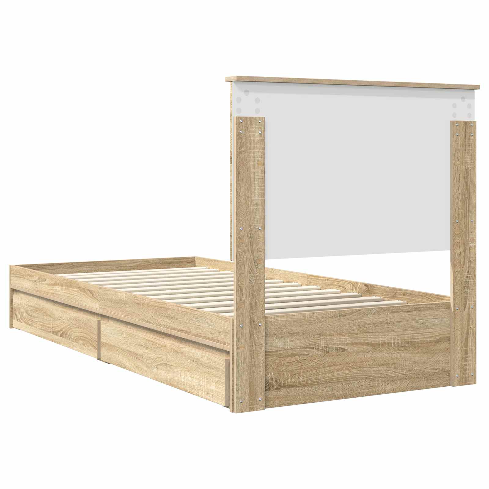 Opslag bed met hoofdeinde Sonoma Eiken 90 x 200 cm Bewerkt hout is nu te koop bij PeponiXL, paradijselijk wonen!