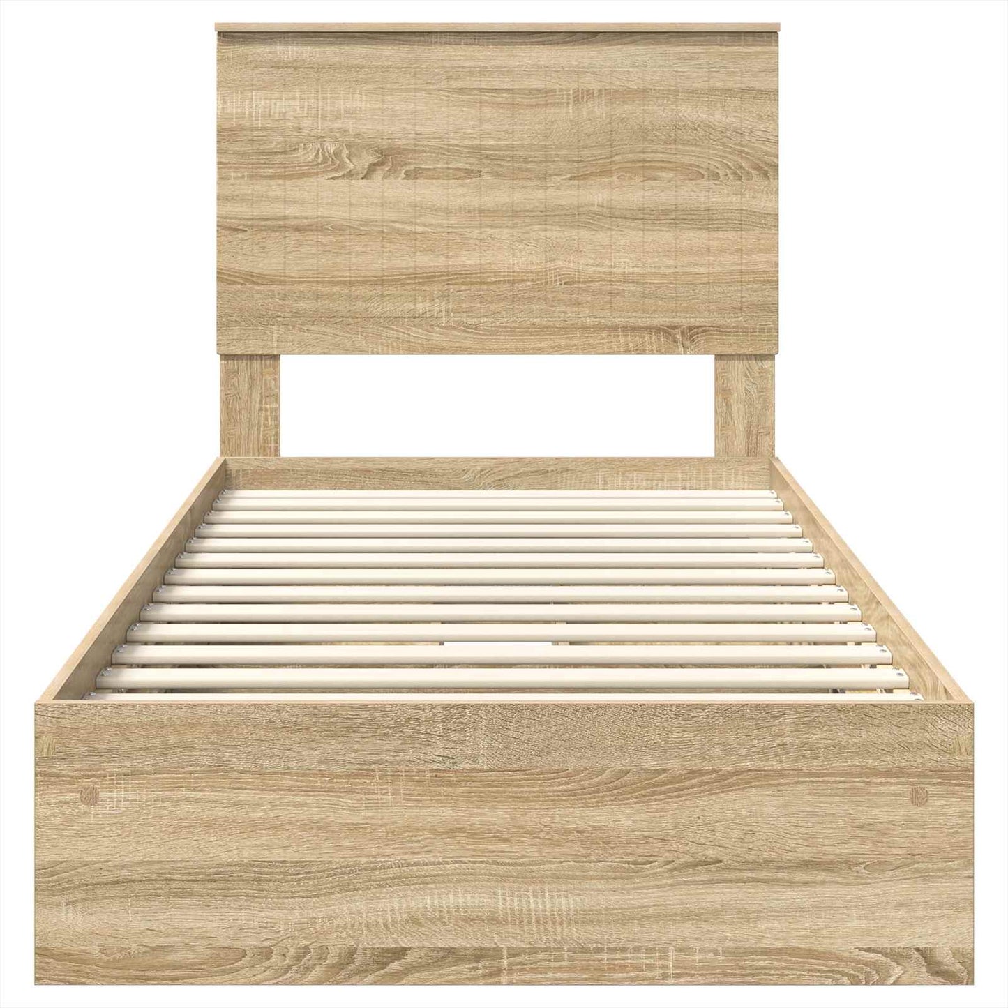 Opslag bed met hoofdeinde Sonoma Eiken 90 x 200 cm Bewerkt hout is nu te koop bij PeponiXL, paradijselijk wonen!