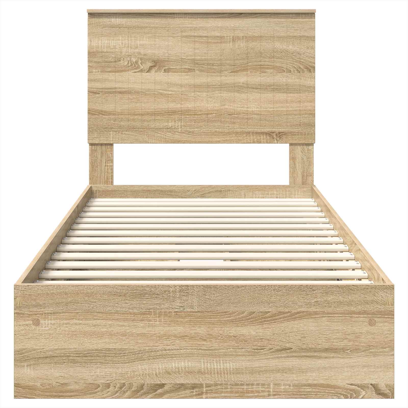 Opslag bed met hoofdeinde Sonoma Eiken 90 x 200 cm Bewerkt hout is nu te koop bij PeponiXL, paradijselijk wonen!