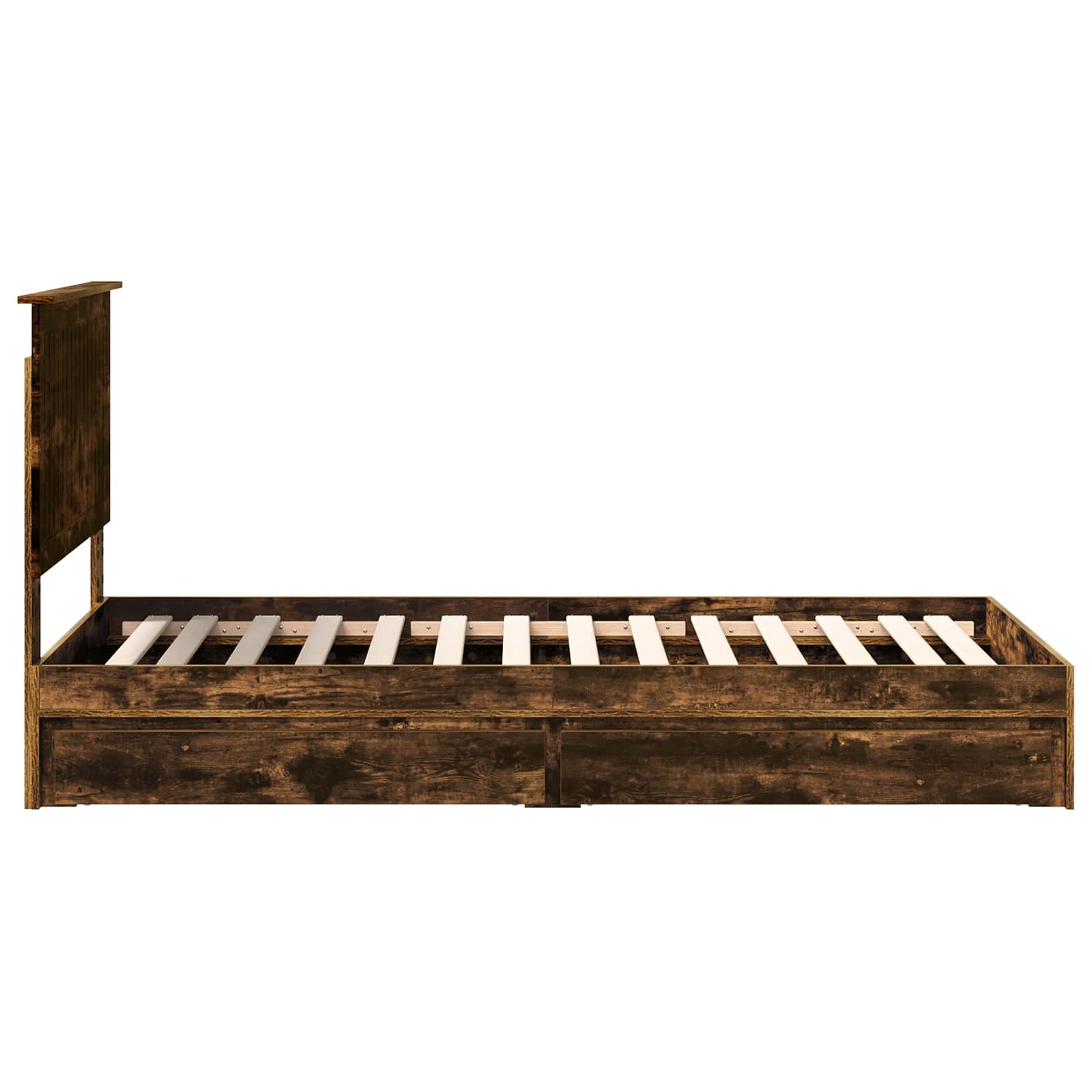 Opslag bed met lade Gerookt eiken 90 x 200 cm Bewerkt hout is nu te koop bij PeponiXL, paradijselijk wonen!