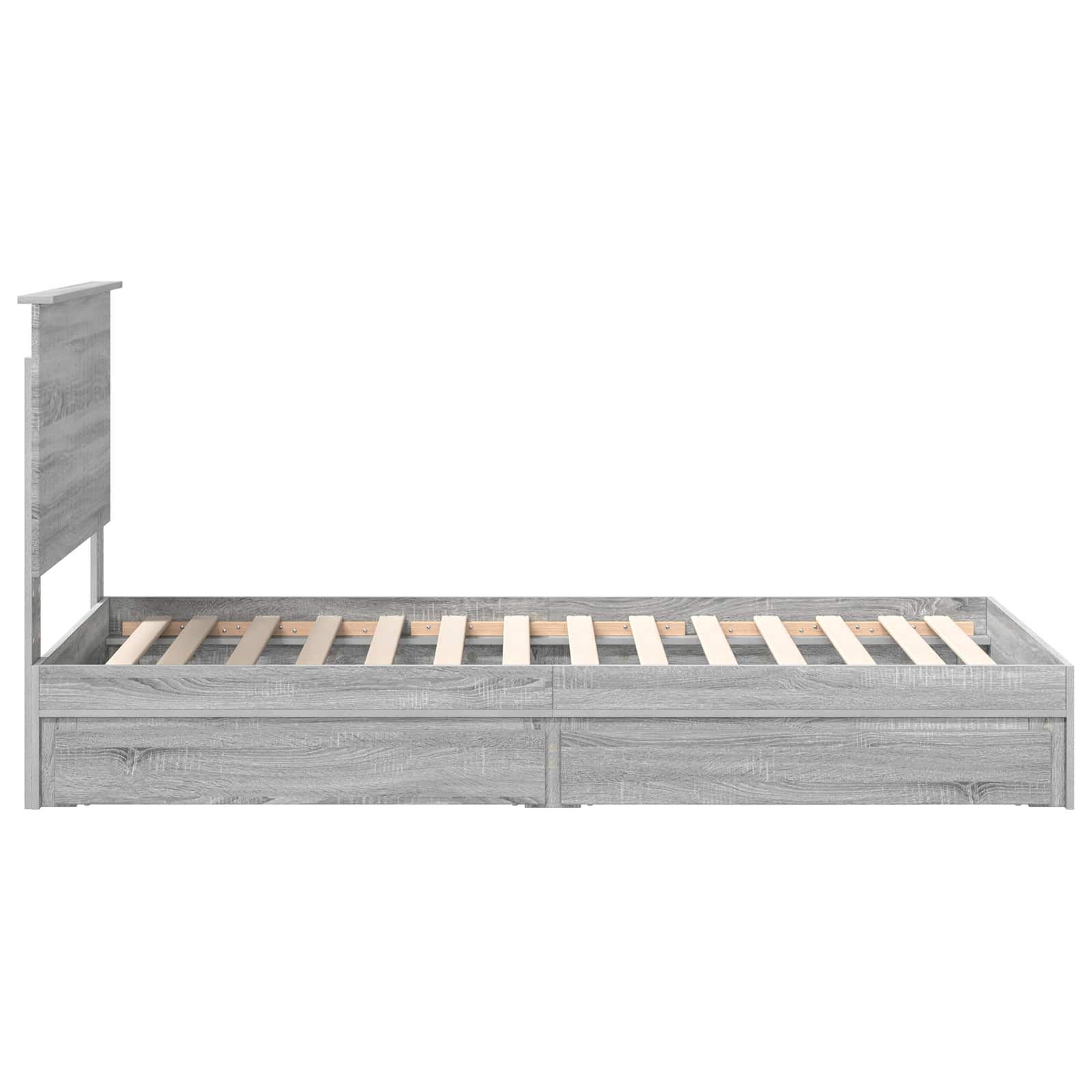 Opslag bed met hoofdeinde Grijs Sonoma 90 x 200 cm Bewerkt hout is nu te koop bij PeponiXL, paradijselijk wonen!
