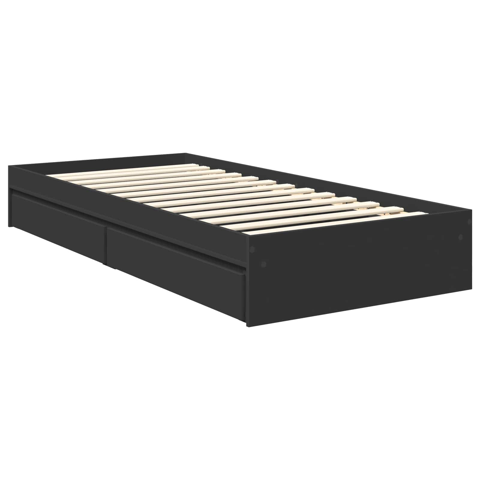 Opslag bed met hoofdeinde Zwart 90 x 190 cm Bewerkt hout is nu te koop bij PeponiXL, paradijselijk wonen!