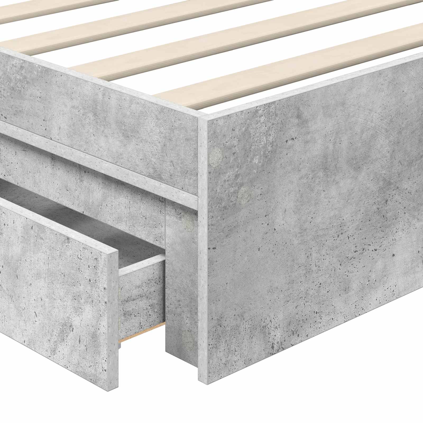 Opslag bed met hoofdeinde Beton Grijs 90 x 190 cm Bewerkt hout is nu te koop bij PeponiXL, paradijselijk wonen!