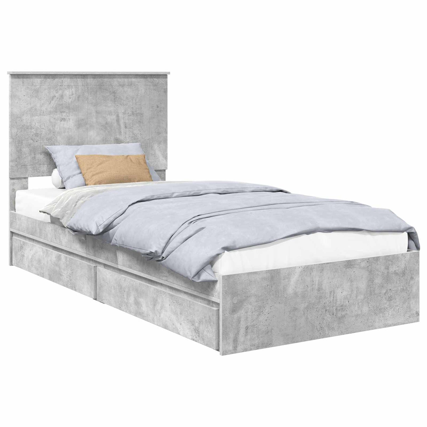 Opslag bed met hoofdeinde Beton Grijs 90 x 190 cm Bewerkt hout is nu te koop bij PeponiXL, paradijselijk wonen!