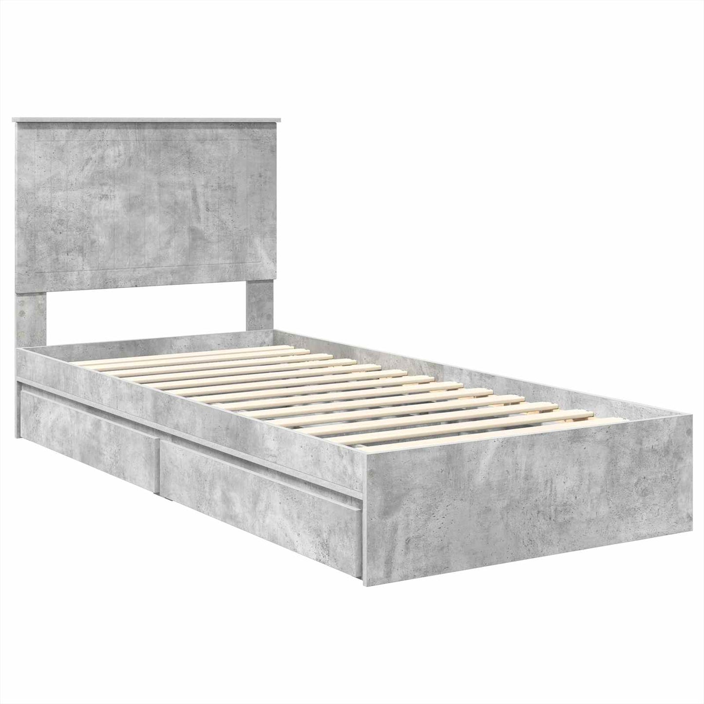 Opslag bed met hoofdeinde Beton Grijs 90 x 190 cm Bewerkt hout is nu te koop bij PeponiXL, paradijselijk wonen!