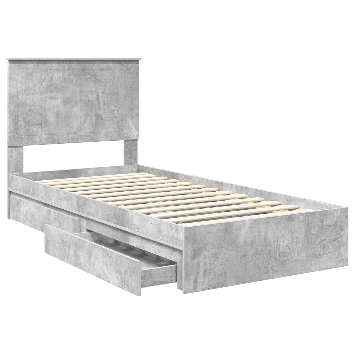 Opslag bed met hoofdeinde Beton Grijs 90 x 190 cm Bewerkt hout is nu te koop bij PeponiXL, paradijselijk wonen!