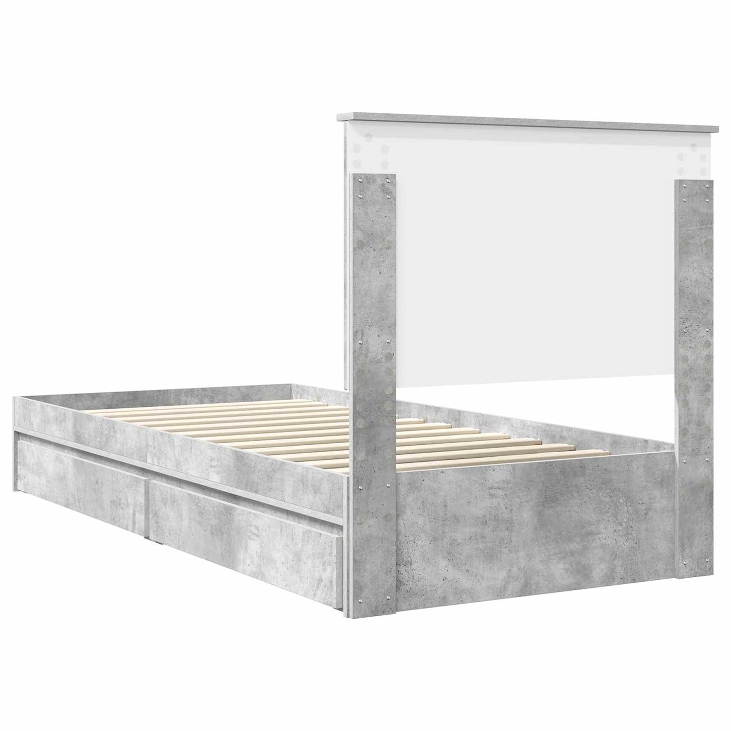 Opslag bed met hoofdeinde Beton Grijs 90 x 190 cm Bewerkt hout is nu te koop bij PeponiXL, paradijselijk wonen!