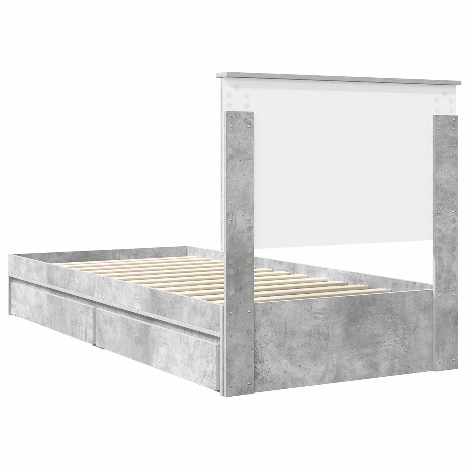 Opslag bed met hoofdeinde Beton Grijs 90 x 190 cm Bewerkt hout is nu te koop bij PeponiXL, paradijselijk wonen!