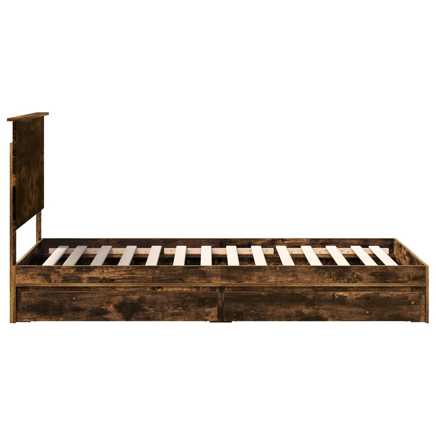 Opslag bed met lade Gerookt eiken 90 x 190 cm Bewerkt hout is nu te koop bij PeponiXL, paradijselijk wonen!