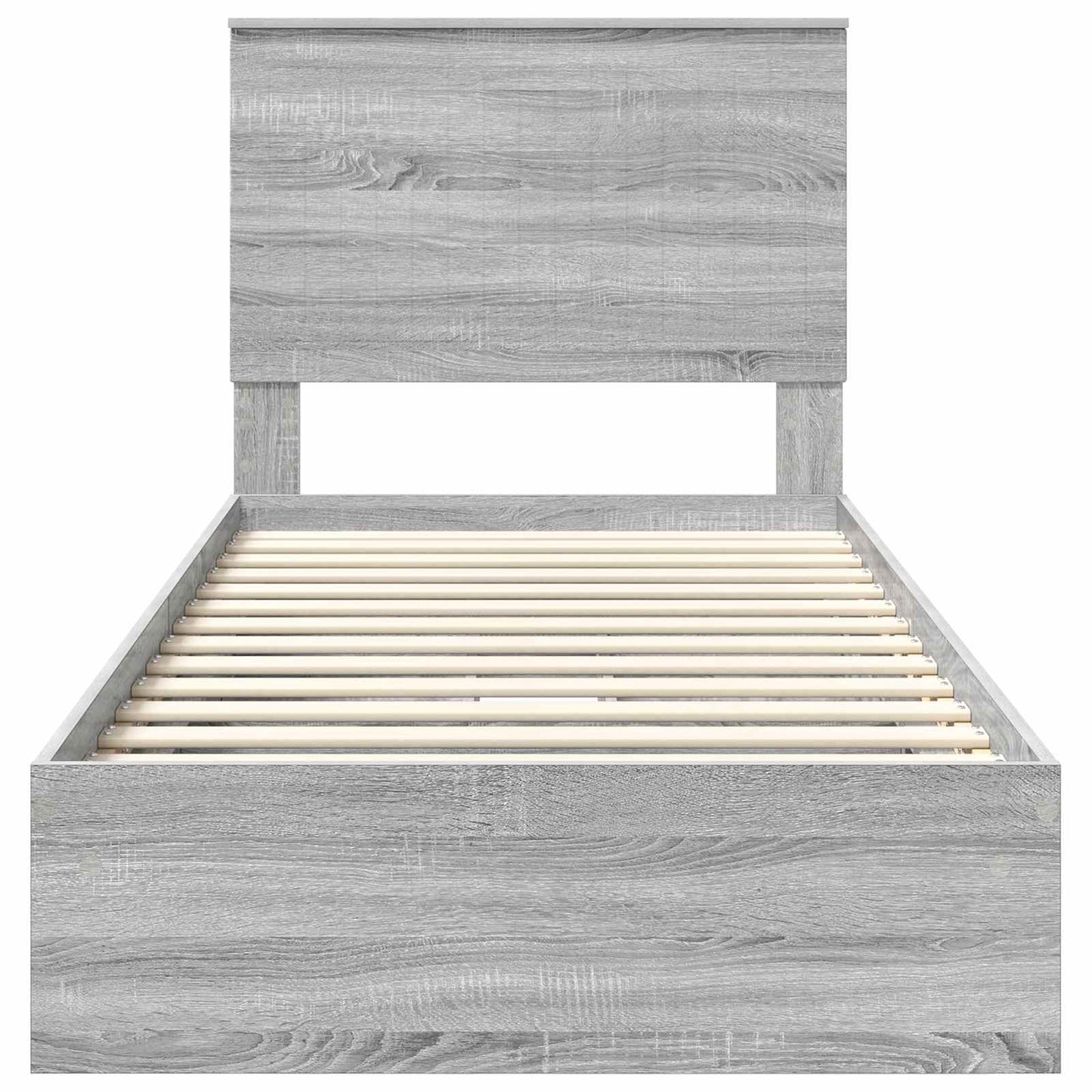 Opslag bed met hoofdeinde Grijs Sonoma 90 x 190 cm Bewerkt hout is nu te koop bij PeponiXL, paradijselijk wonen!