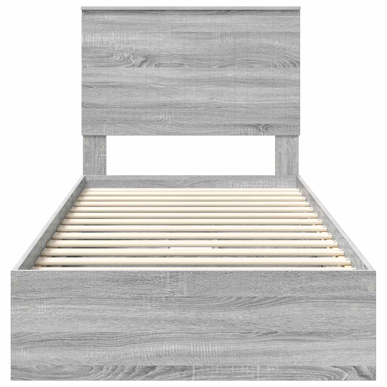Opslag bed met hoofdeinde Grijs Sonoma 90 x 190 cm Bewerkt hout is nu te koop bij PeponiXL, paradijselijk wonen!