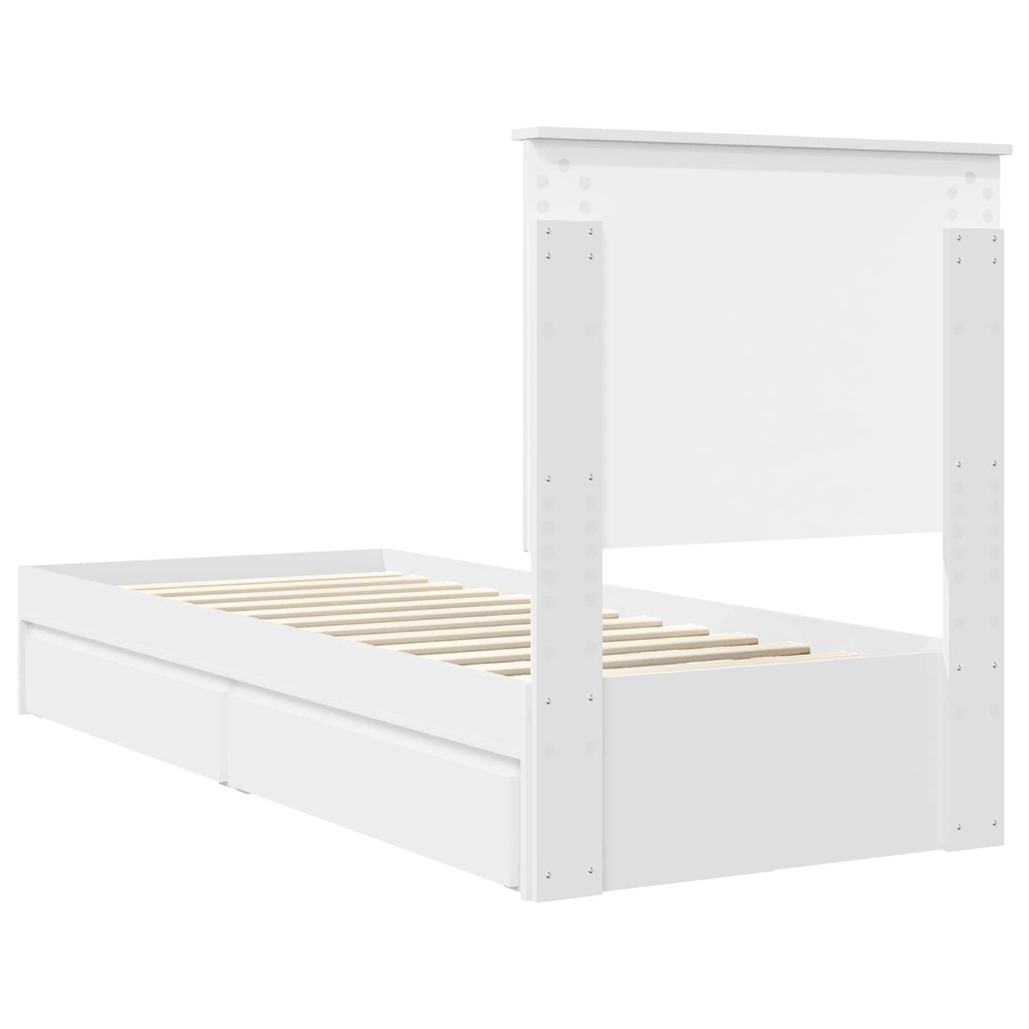 Opslag bed met hoofdeinde met lade Wit 75 x 190 cm Bewerkt hout is nu te koop bij PeponiXL, paradijselijk wonen!