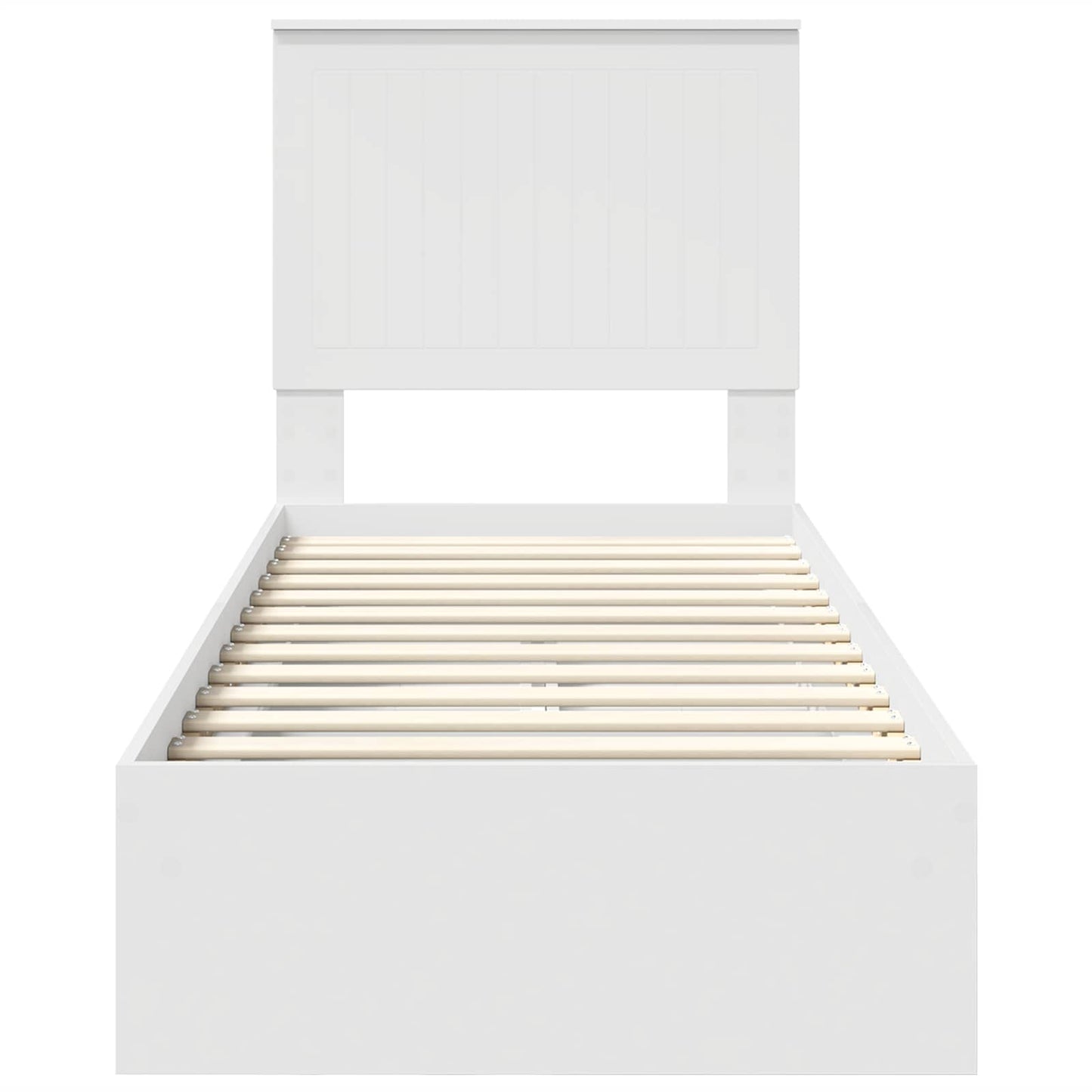 Opslag bed met hoofdeinde met lade Wit 75 x 190 cm Bewerkt hout is nu te koop bij PeponiXL, paradijselijk wonen!