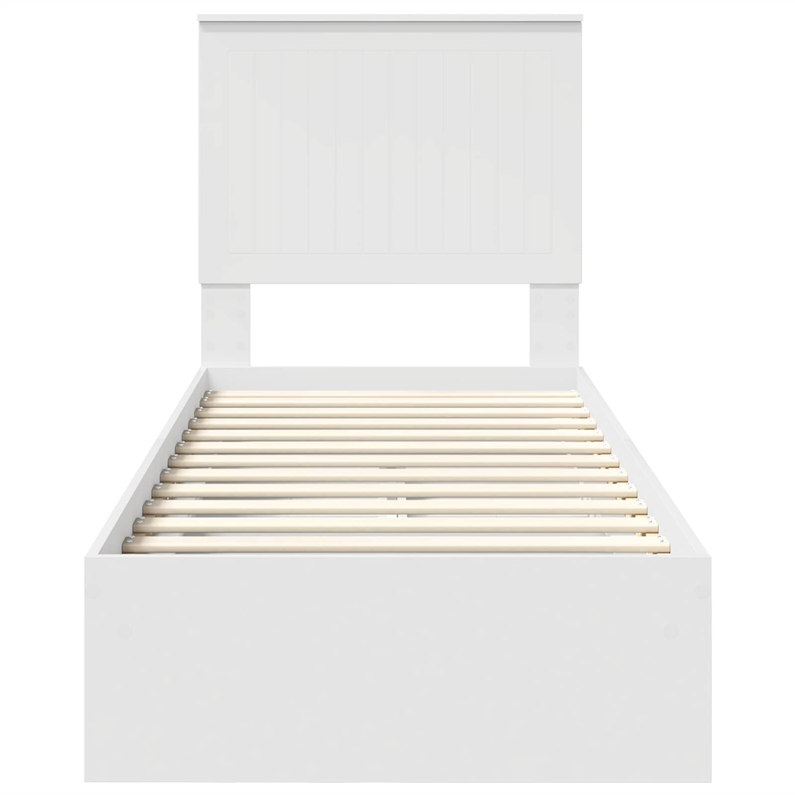 Opslag bed met hoofdeinde met lade Wit 75 x 190 cm Bewerkt hout is nu te koop bij PeponiXL, paradijselijk wonen!